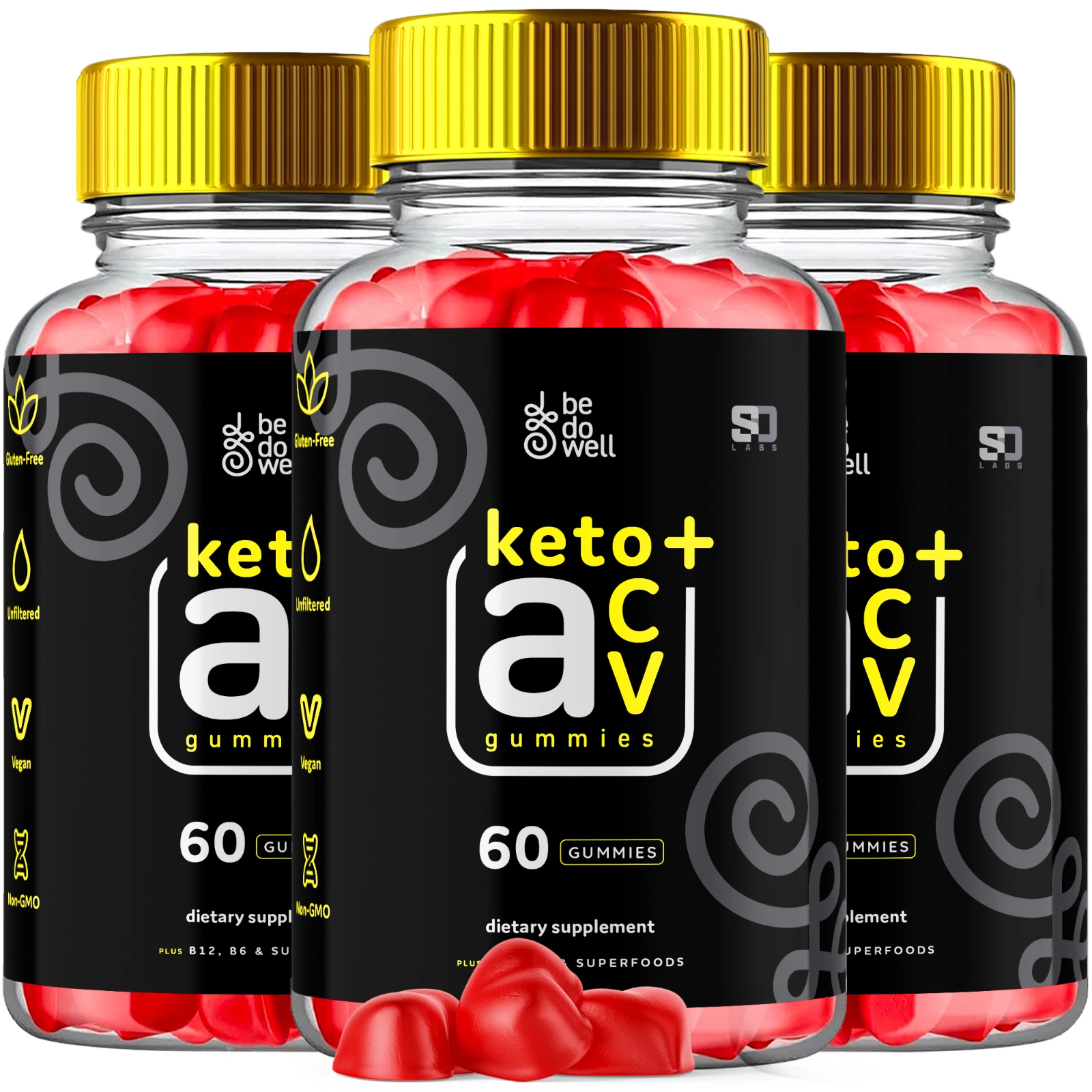 (3 Pack) Be Do Well Keto ACV, Be Do Well Keto Gummies Weight Loss (180 Gummies)