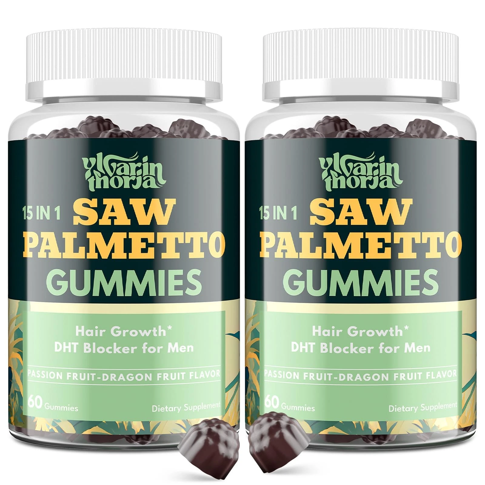 Saw Palmetto Gummies for Men – 600mg Extra Strength DHT Blocker with Biotin, ...