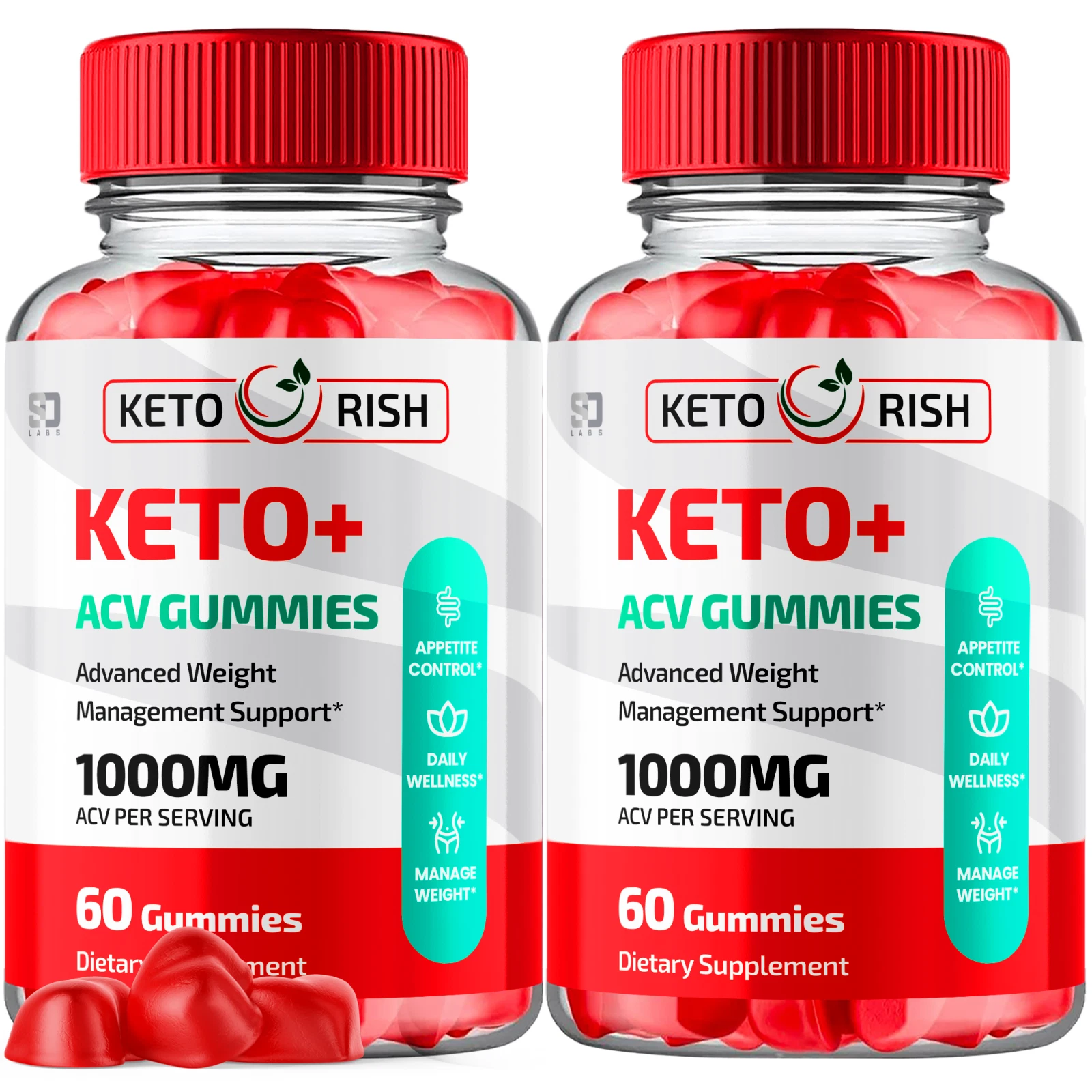 (2 Pack) Keto Rish Keto+ ACV Gummies - For Weight Management & Healthy Body
