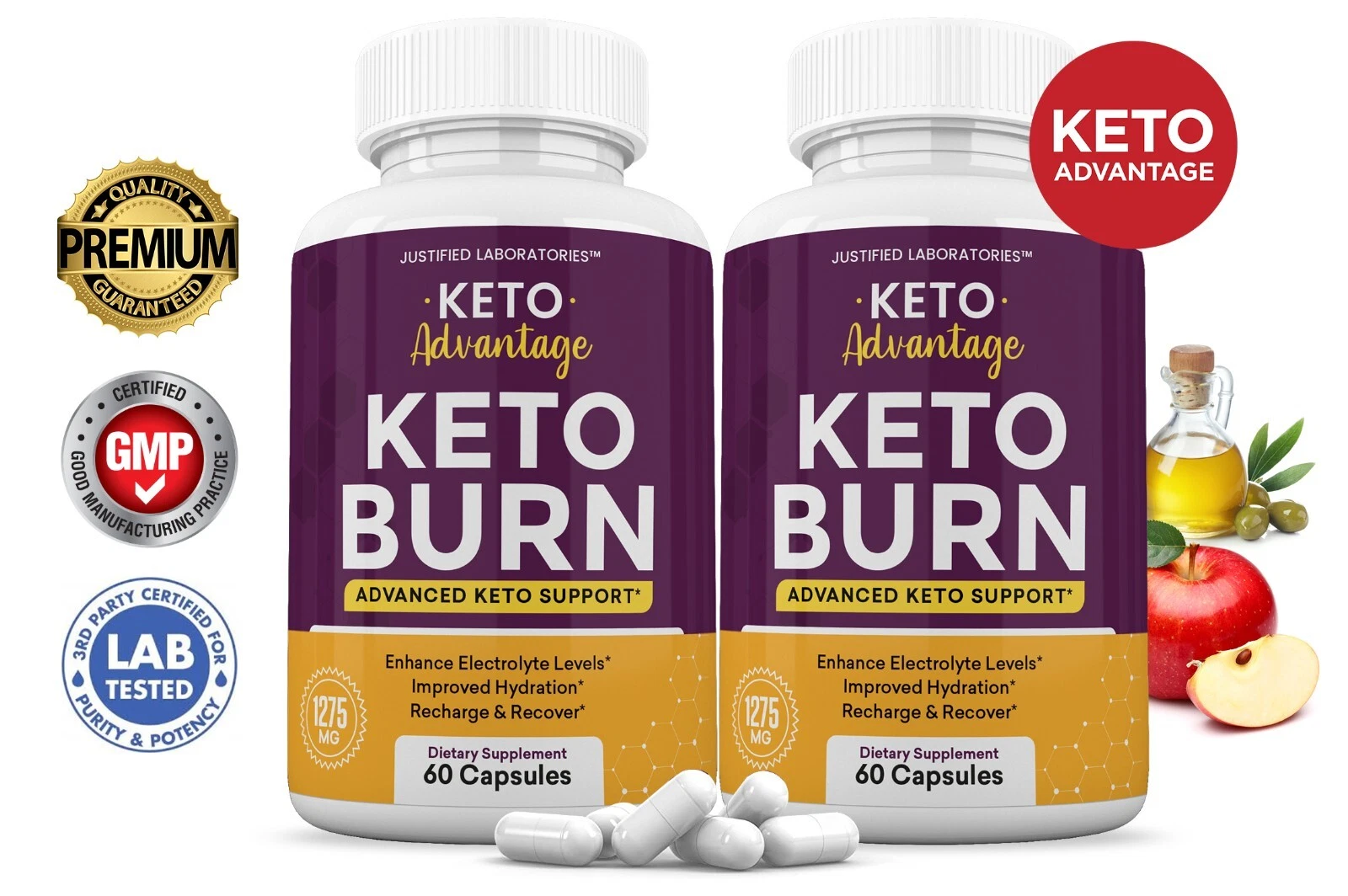 Keto Advantage ACV Pills 1275MG New Improved Formula 2 Pack