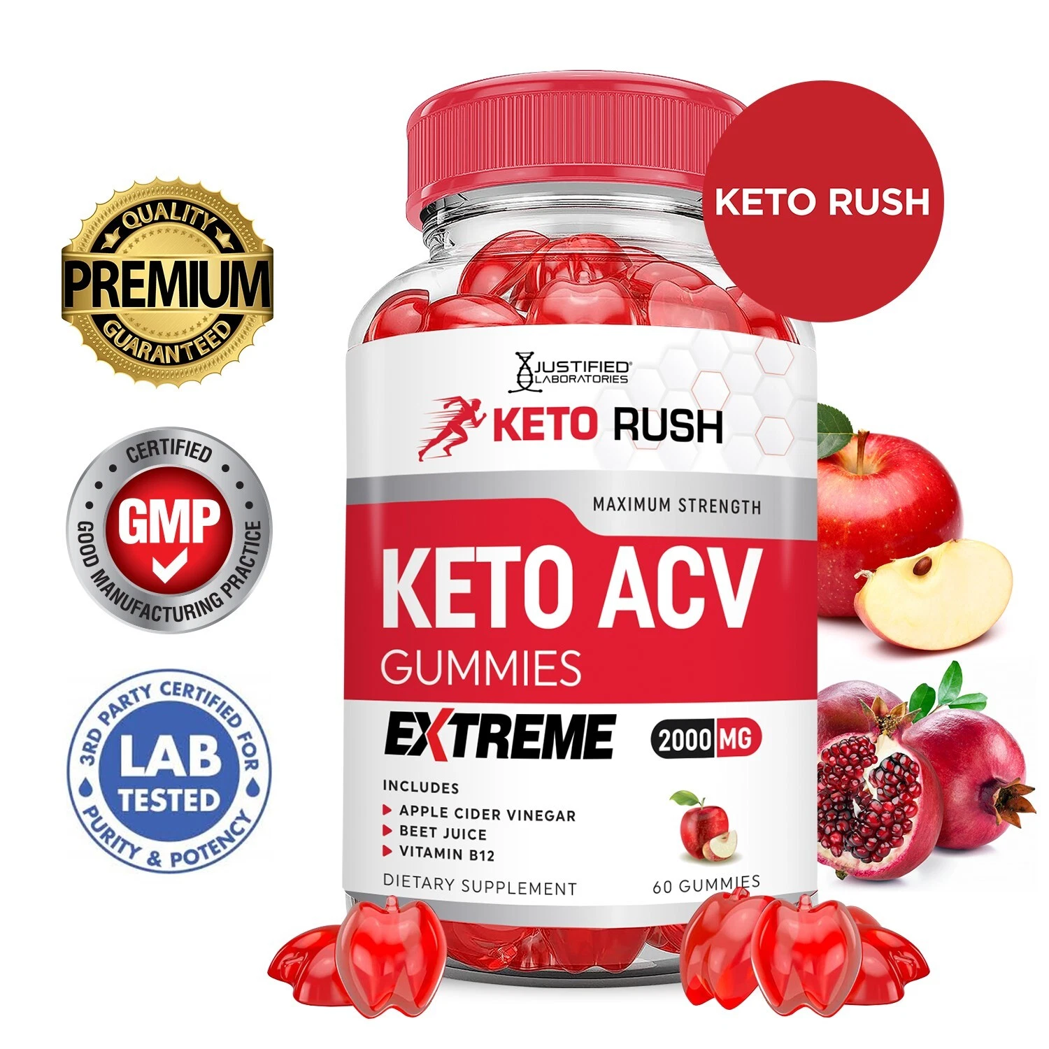 Keto Rush Extreme ACV Gummies 2000MG Apple Cider Vinegar 60 Gummys