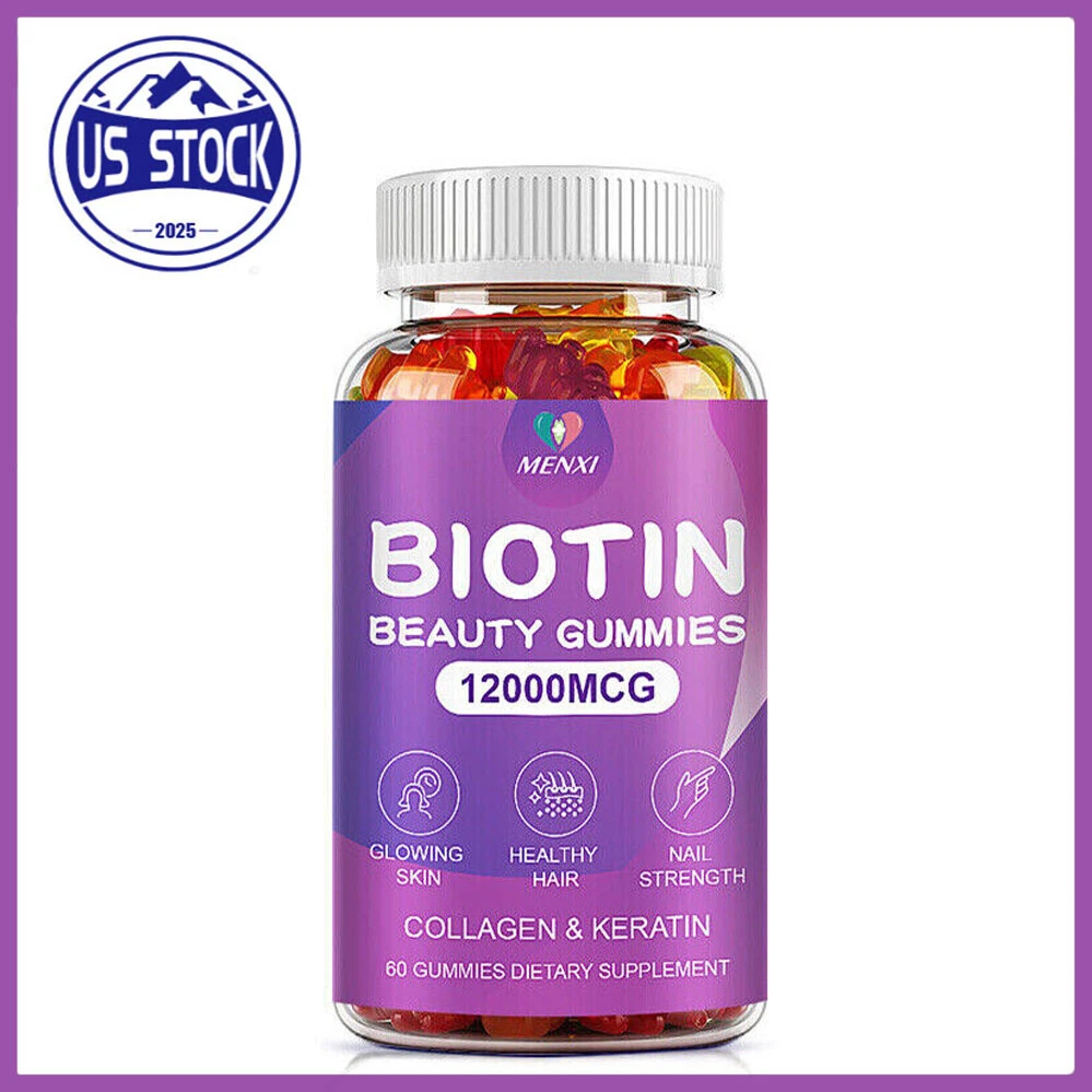 Organic Biotin Collagen Gummies Hair Skin Nails Joints Vitamins Immune Support
