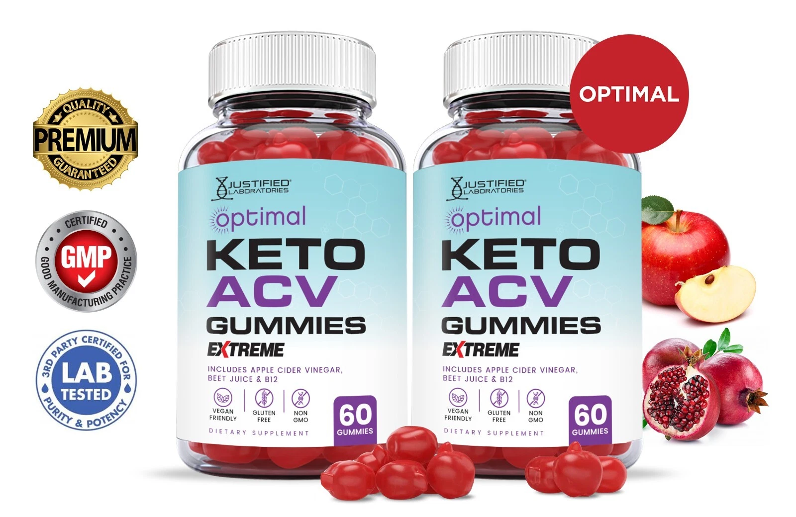 Optimal Keto Extreme ACV Gummies 2000MG Apple Cider Vinegar 120 Gummys