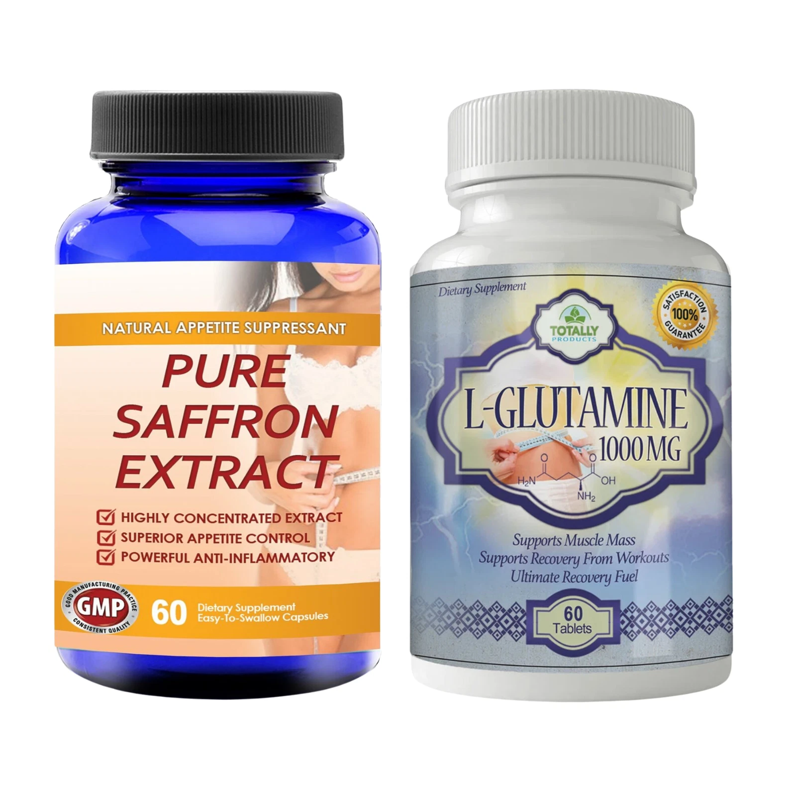 Saffron Extract Appetite Control Pills and L-Glutamine Supplements Muscle Growth