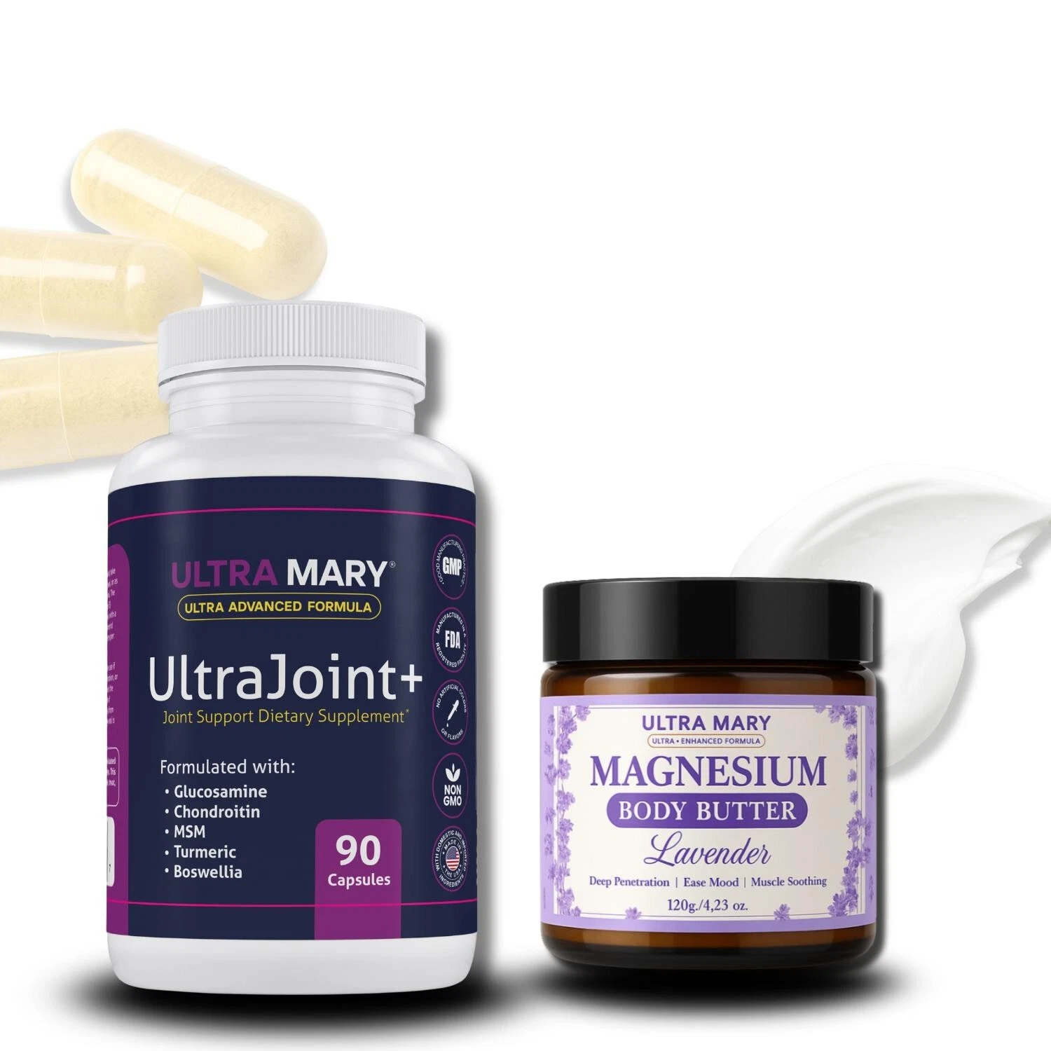 Joint Support UltraMary+ (90 Capsules) + Magnesium Body Butter (4.23 oz) – Gluco