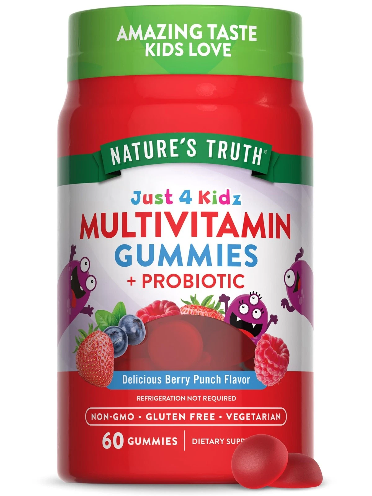 Nature's Truth Kids Multivitamin Gummies with Probiotics | 60 Count | Berry...