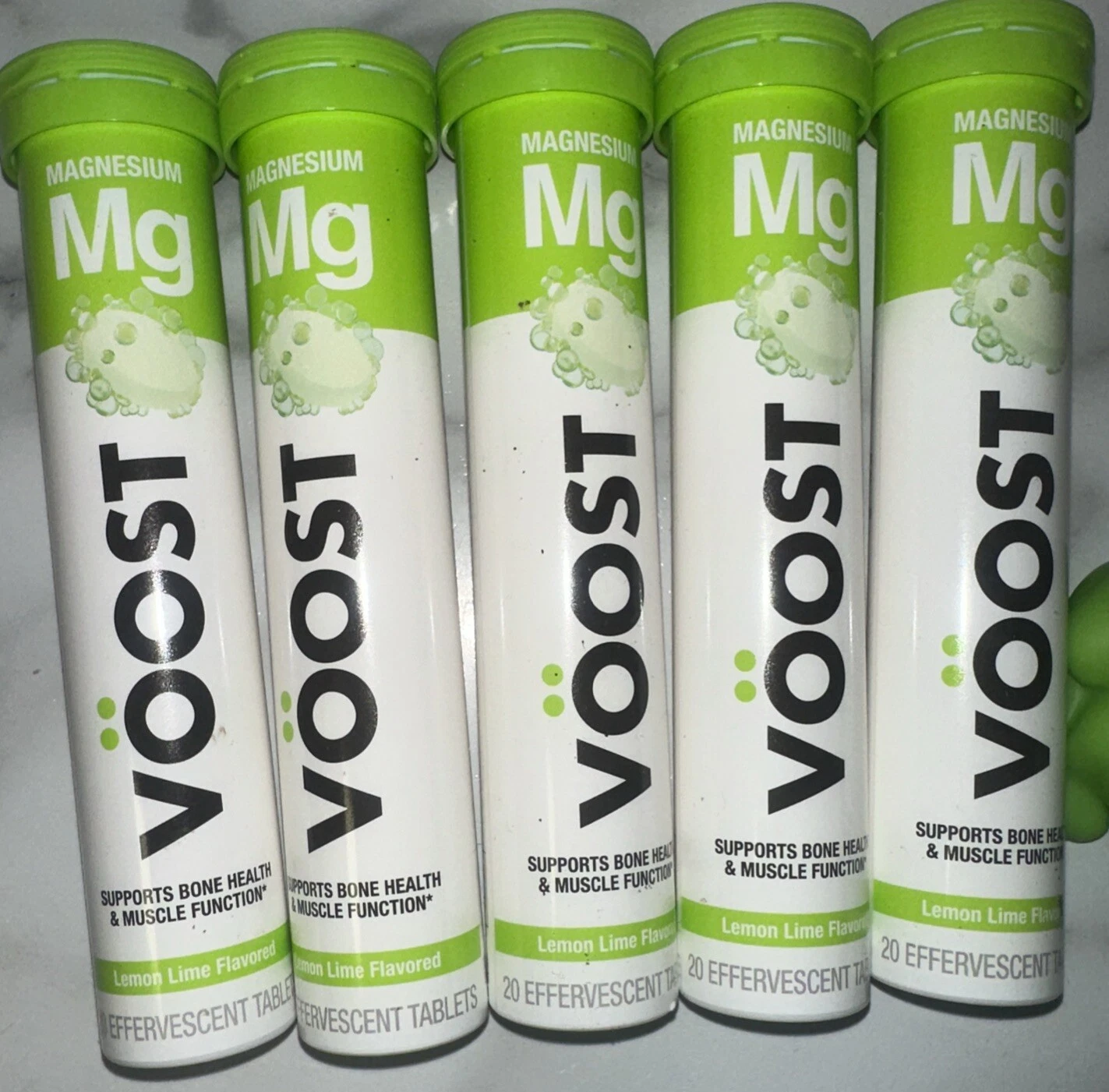LOT OF 5 Voost Magnesium Tablets-Lemon Lime 20CT EA EXP 12/2026 A3
