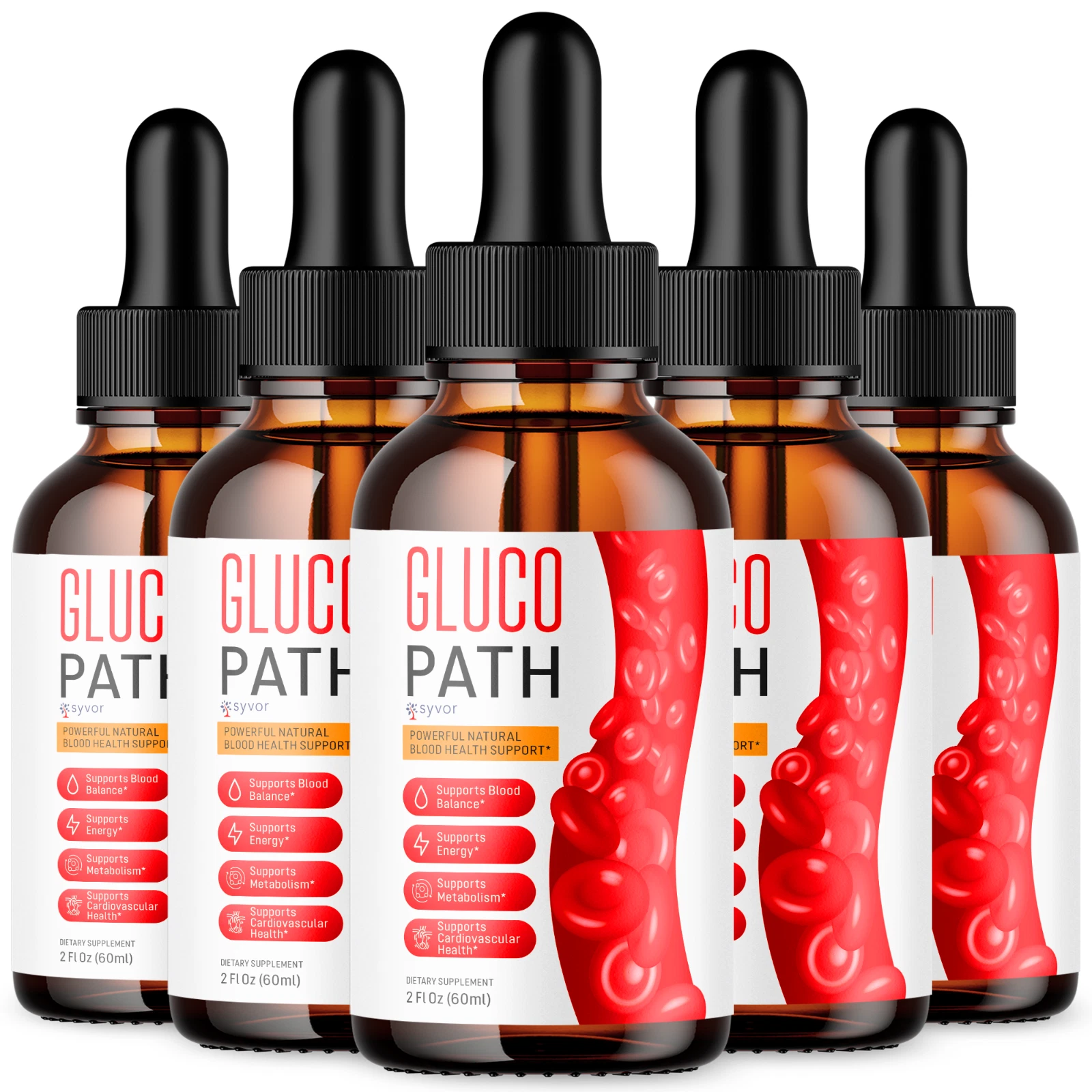 (5 Pack) Gluco Path Blood Support Drops Advanced Vitamin Formula Supplement 2ML