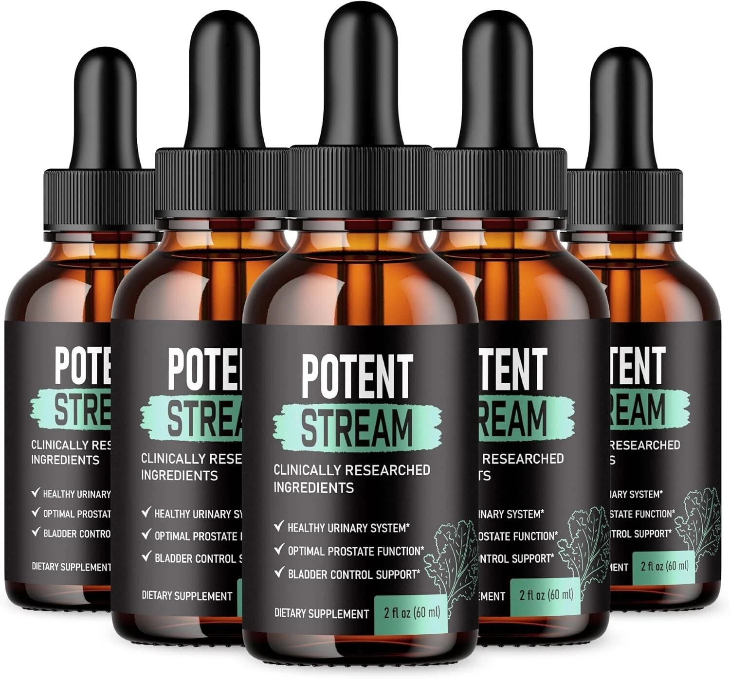 ( 5 Pack ) Potent Stream Drops, Potent Stream Prostate Support Drops