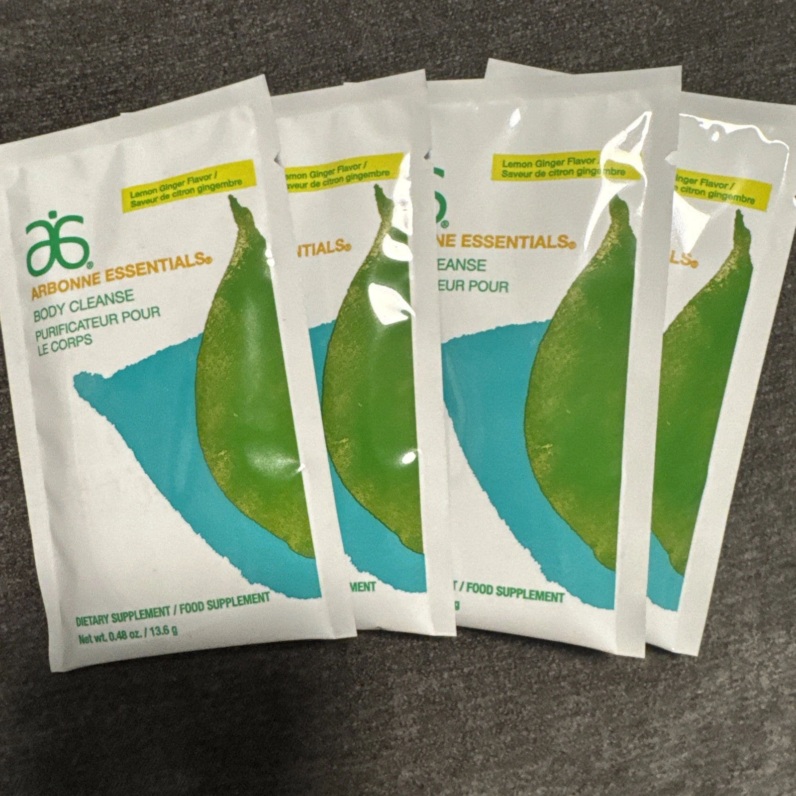 Arbonne Essentials Body Cleanse Lemon Ginger Flavor 4 Packets