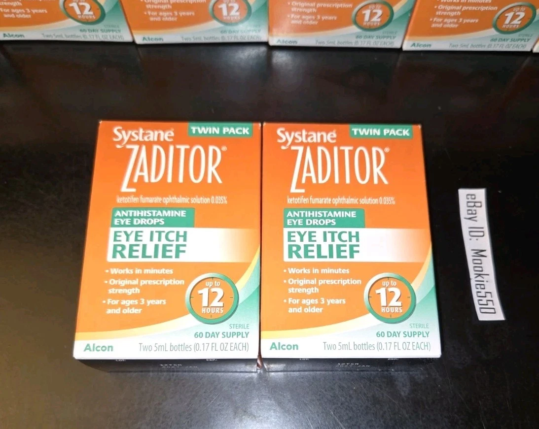 EXP 04/2027! 2 Box Lot TWIN Pack Systane ZADITOR (4 x 5mL) 0.17oz Eye Drops