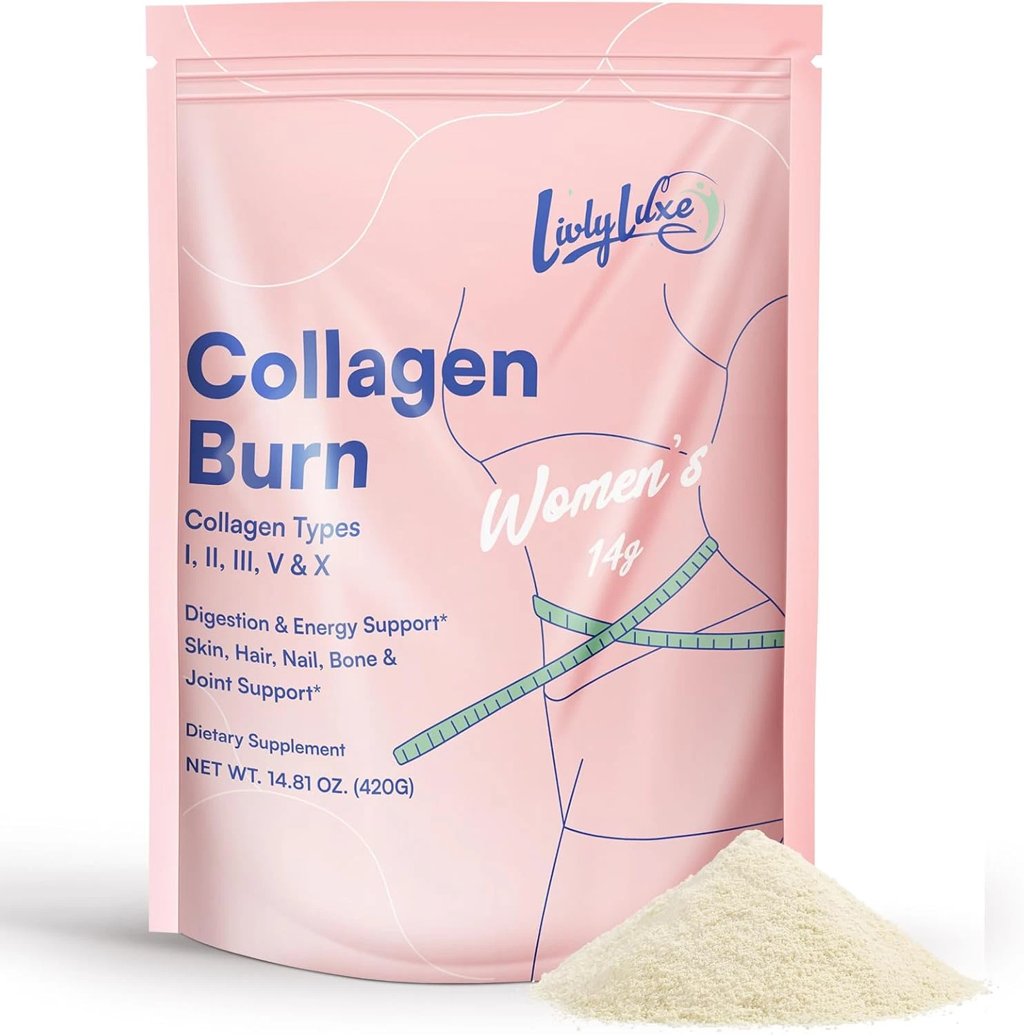 Collagen Burn Powder for Women - Weight Loss Supplements for Belly Fat Burnin...