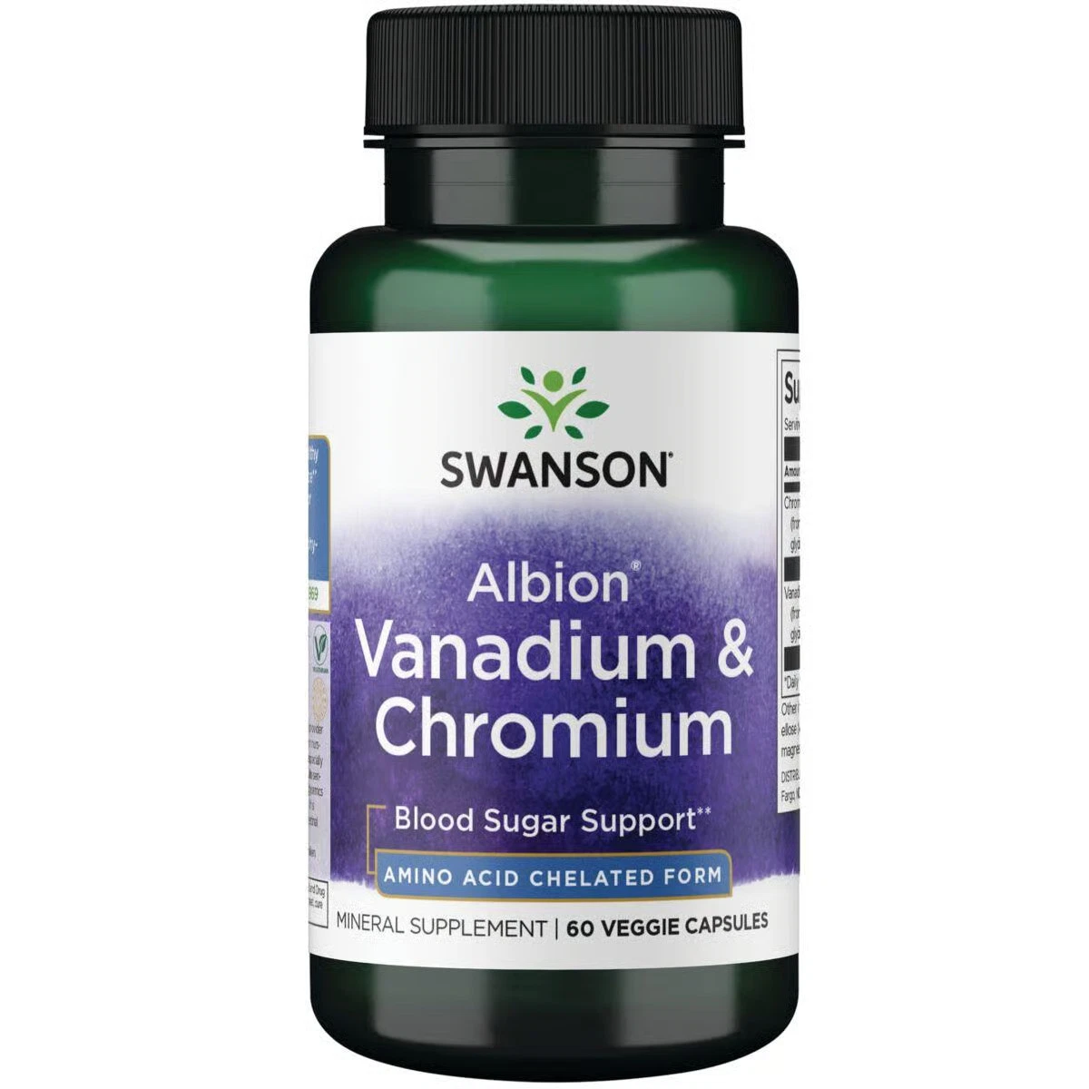 Swanson Albion Chelated Vanadium and Chromium 60 Veggie Capsules
