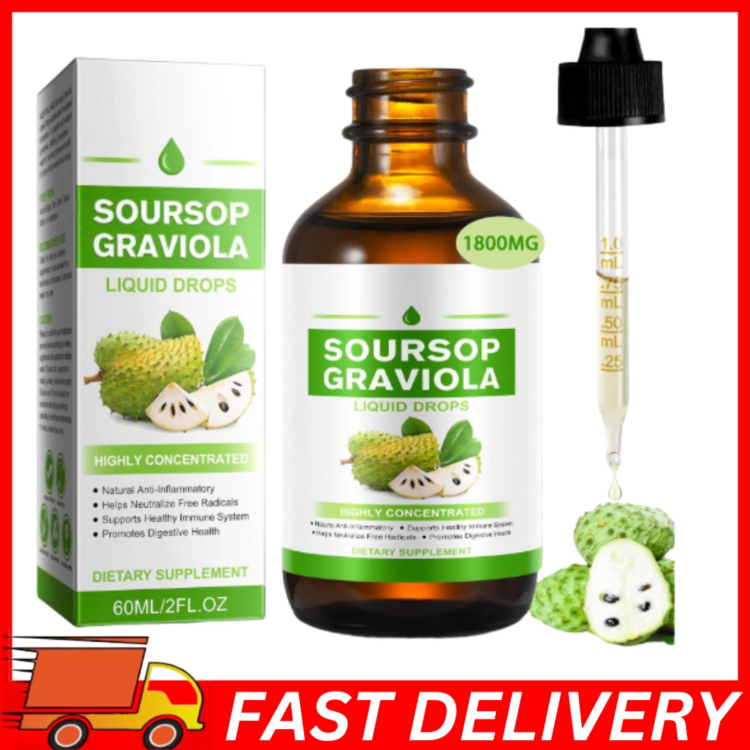 Soursop Graviola Liquid Drop Organic 1800 mg, Immune Boost