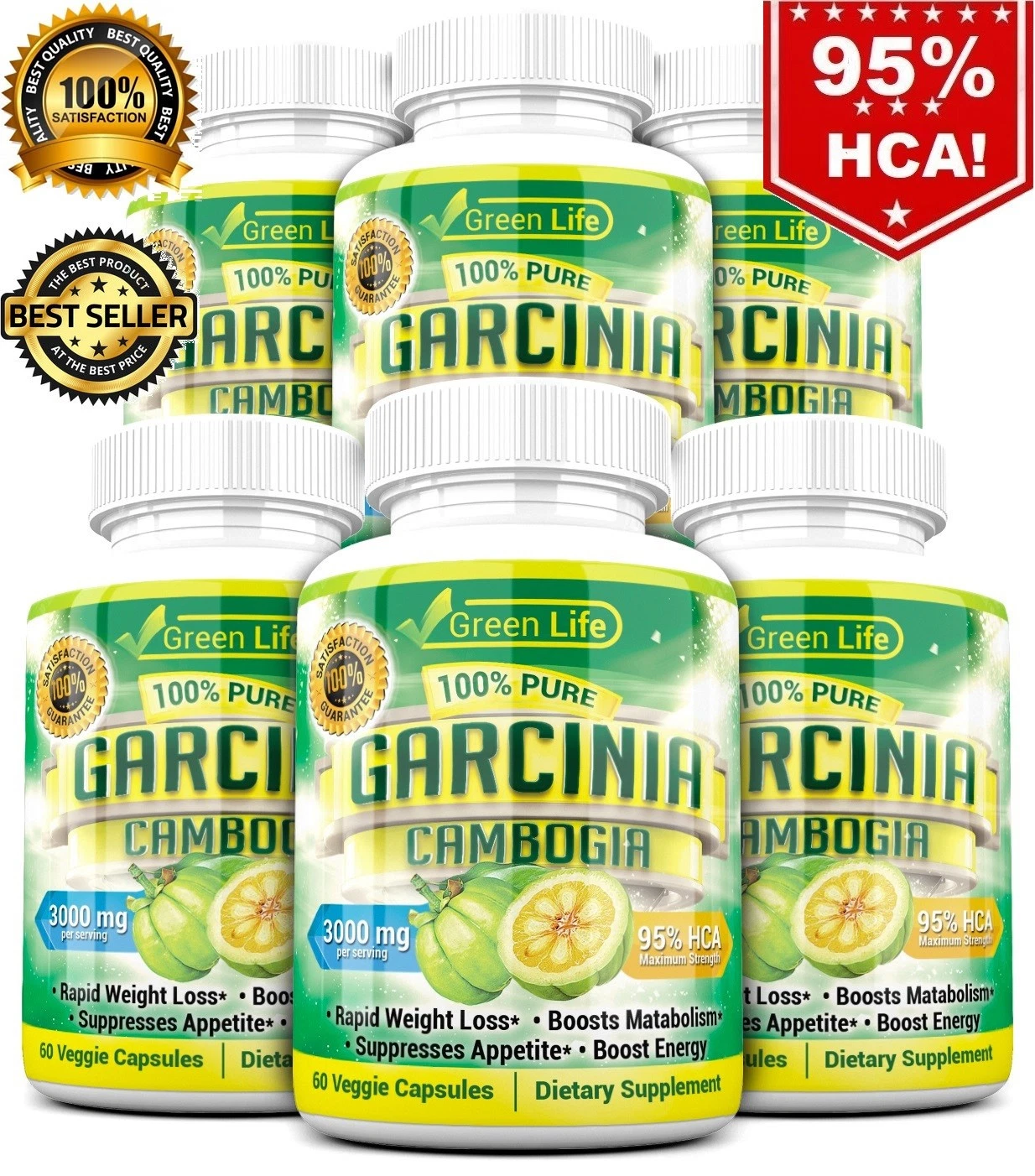 6 X BOTTLES 360 Capsules 3000mg Daily GARCINIA CAMBOGIA HCA 95% Weight Loss Diet