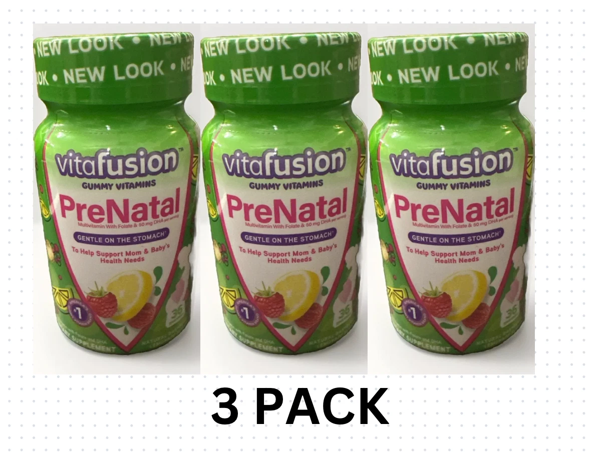3 Pack Vitafusion PreNatal Gummy Vitamins, Raspberry Lemonade Flavor, 36 Ct Each