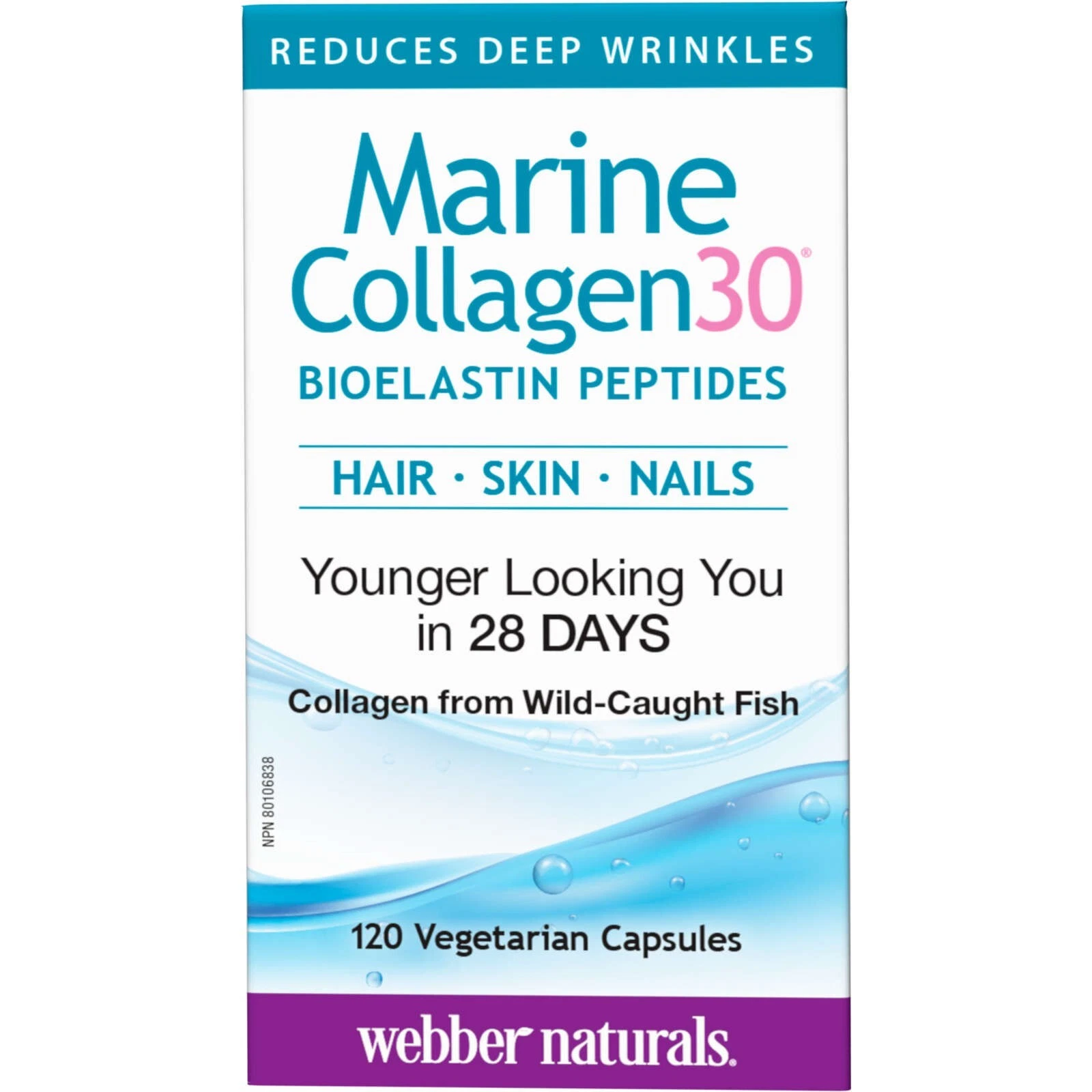 Webber Naturals Marine Collagen30 Vegetarian Capsules Hair Skin Nails 120pcs NEW