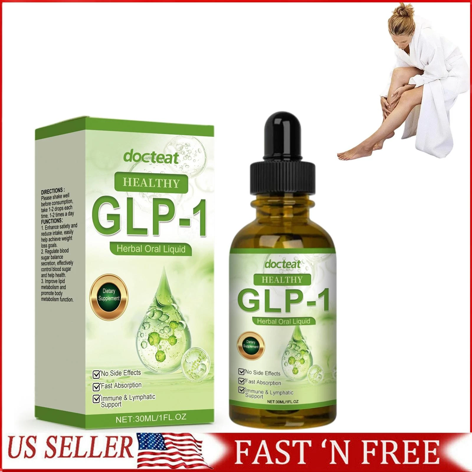 30ml GLP-1 Herbal Weight Loss Fat Burner Drops Diet Supplement Slimming Drops ﻿