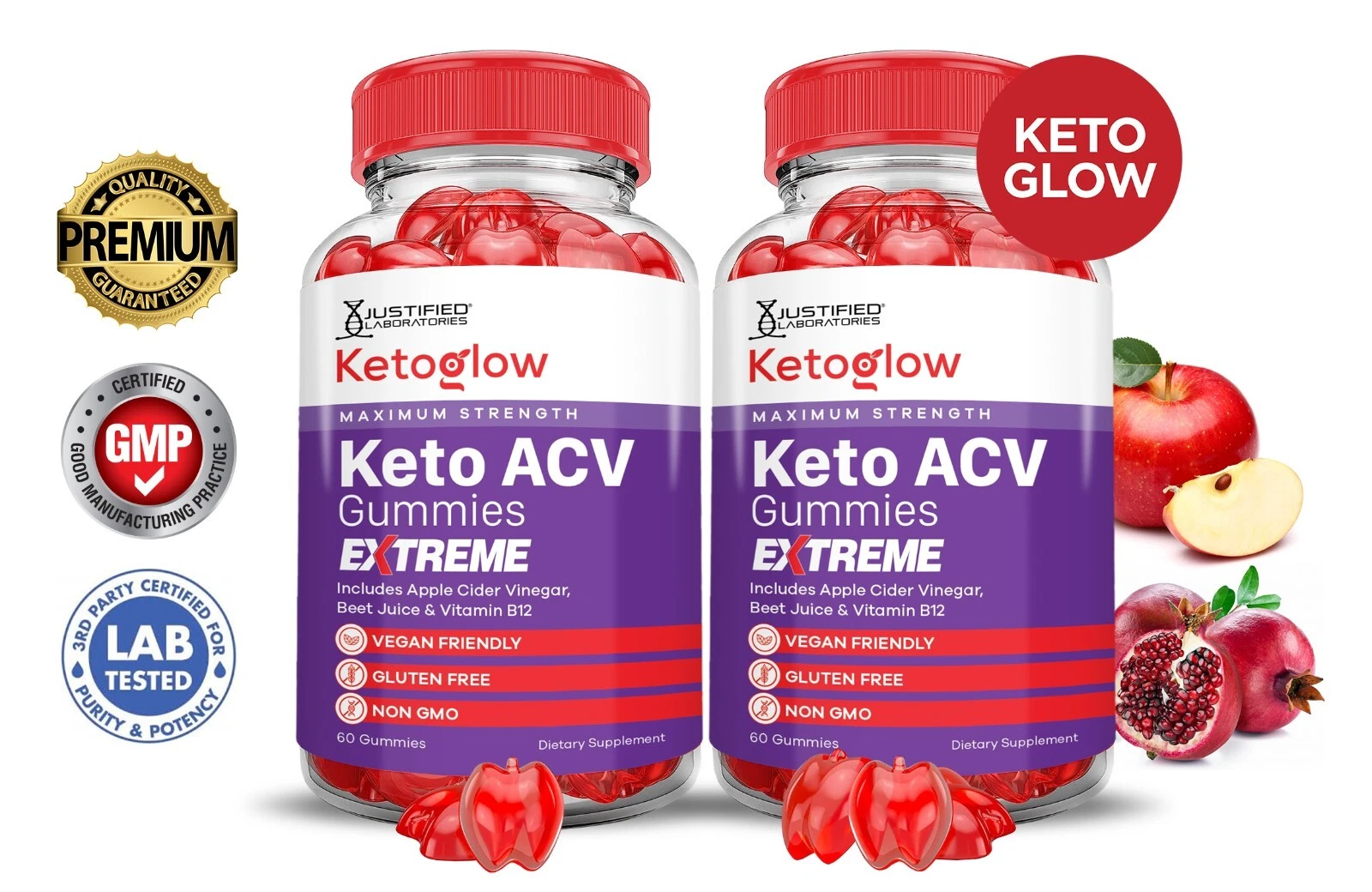 Keto Glow Keto Extreme ACV Gummies 2000MG Apple Cider Vinegar 120 Gummys
