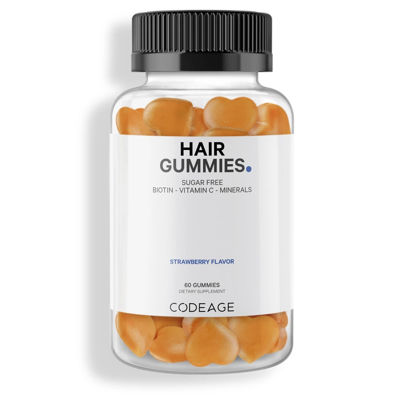 Codeage Hair Gummies, Biotin 5000 mcg Sugar Free Gummy Strawberry Coconut Flavor