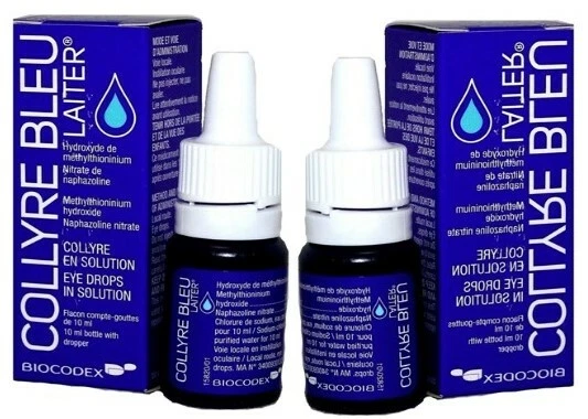 2PK~GENUINE ORIGINAL COLLYRE BLEU BLUE LAITER eye drops10ml (Exp. 01/2025)