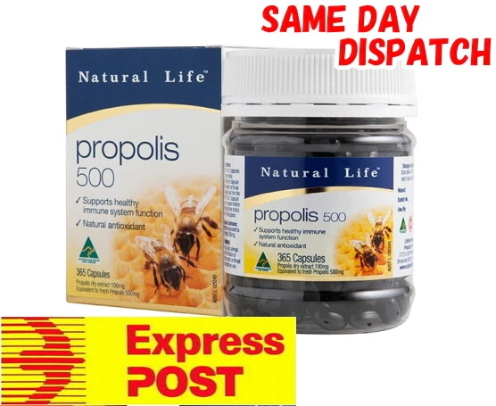 Natural Life Propolis 500mg 365 Capsules Improved general health Extract Fresh