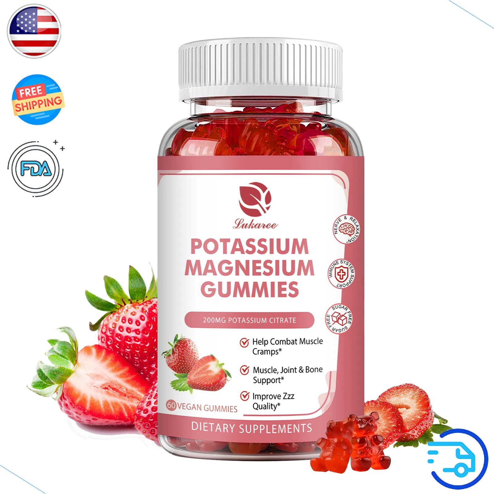 200mg Potassium Magnesium Gummies Muscle Bone & Joint Health Nervus Relif