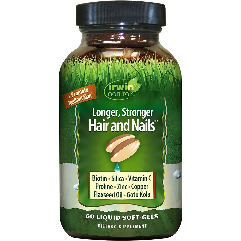 Irwin Naturals Longer, Stronger Hair and Nails, 60 Liquid Softgels