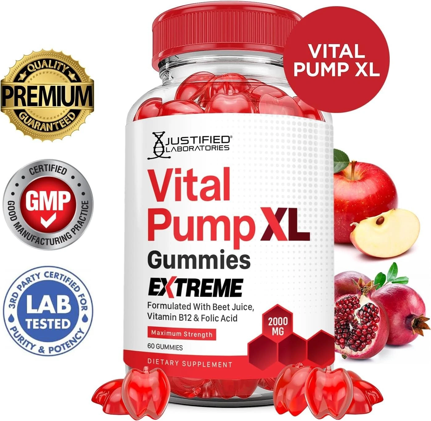 Vital Pump XL Extreme 2000MG Performance Gummies Beet Juice ACV Pomegranate