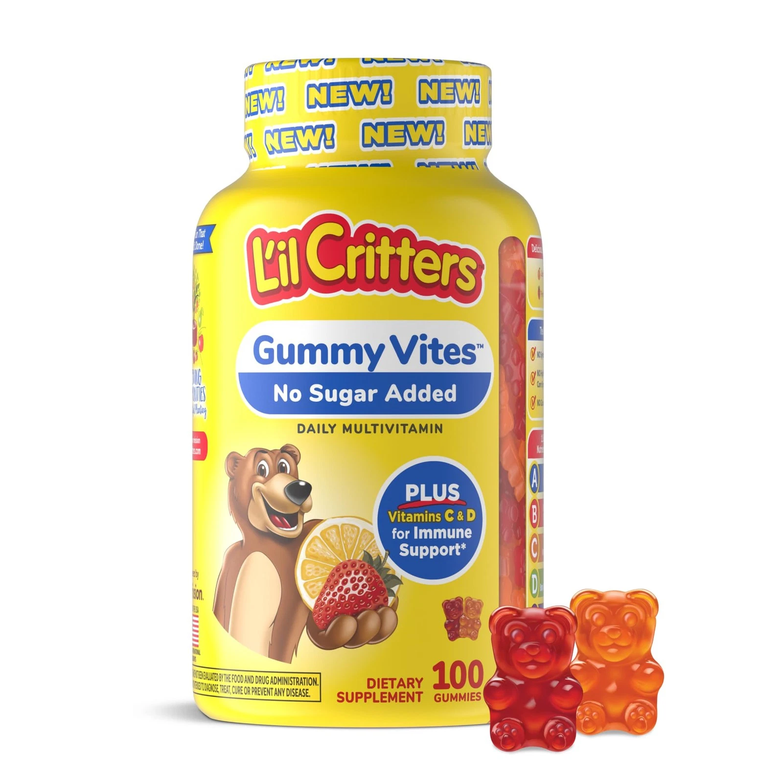 L�il Critters Gummy Vites No Sugar Added Daily Gummy Multivitamin for Ages 2+ To