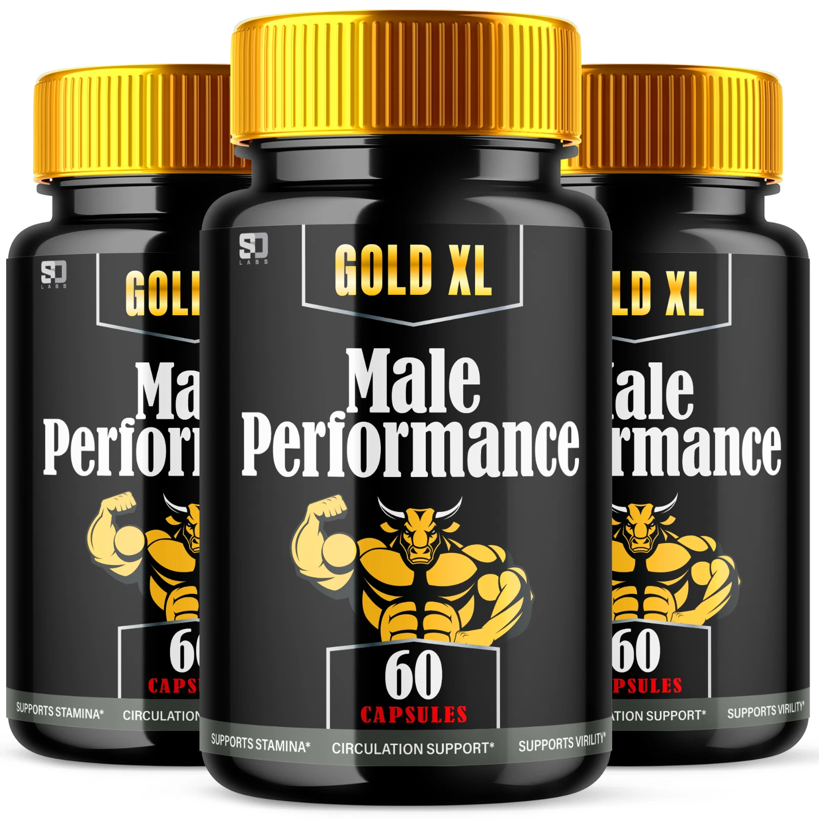 (3 Pack) GoldXL Male Pills - Enhances Energy, Vitality & Stamina - 180 Capsules