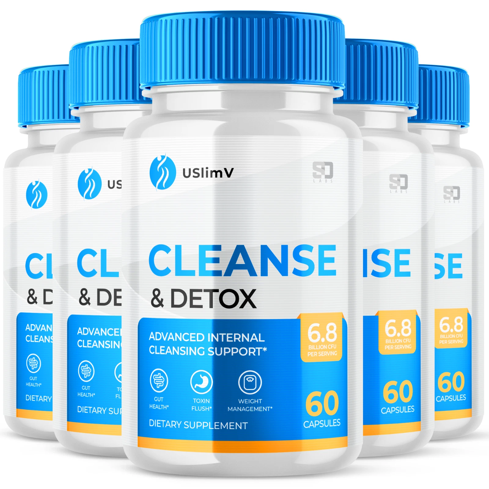 (5 Pack) USlimV Cleanse and Detox Advanced Cleansing Support Pill (300 Capsules)