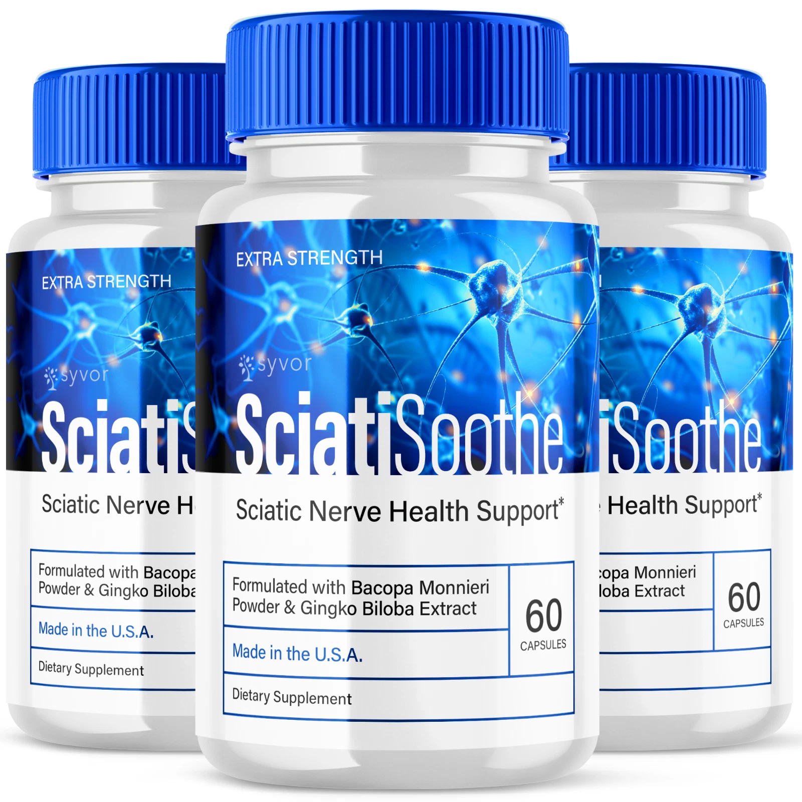 (3 Pack) Sciatisoothe, Brain Health & Cognitive Support Supplement 180 Capsules