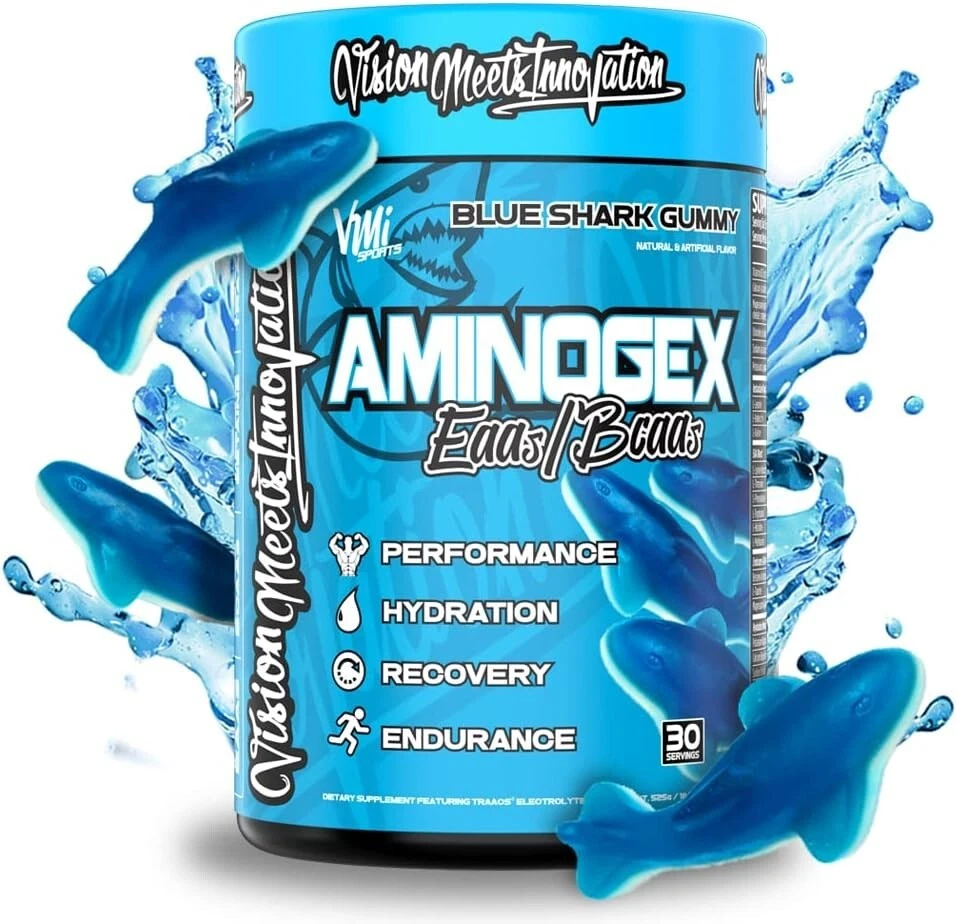 VMI Sports Aminogex EAA + BCAA Powder Blue Shark Gummy 30 Servings