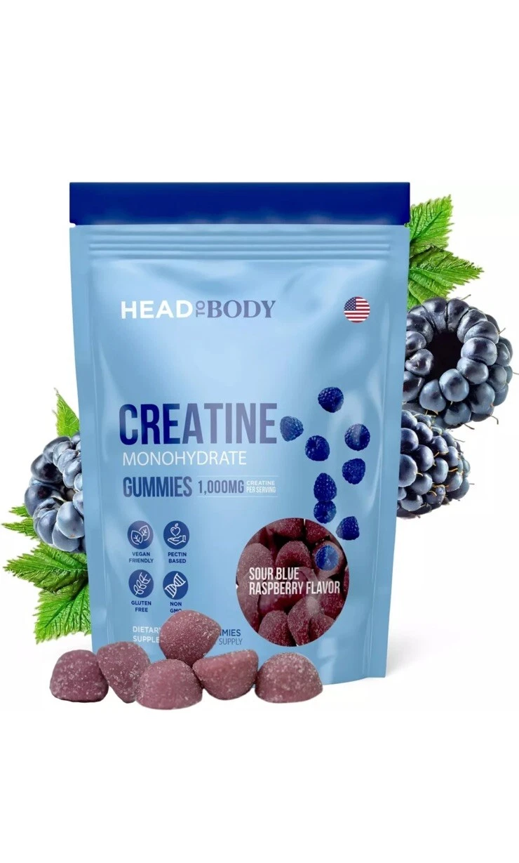 Creatine Monohydrate Gummies for Men & Women Muscle Focus Blue Raspberry 90ct