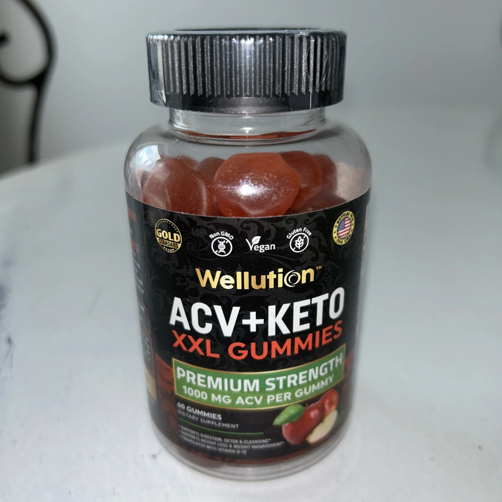 Wellution ACV+Keto XXL Gummies 60 Dietary Supplement SupportsDetoxWeight Loss…
