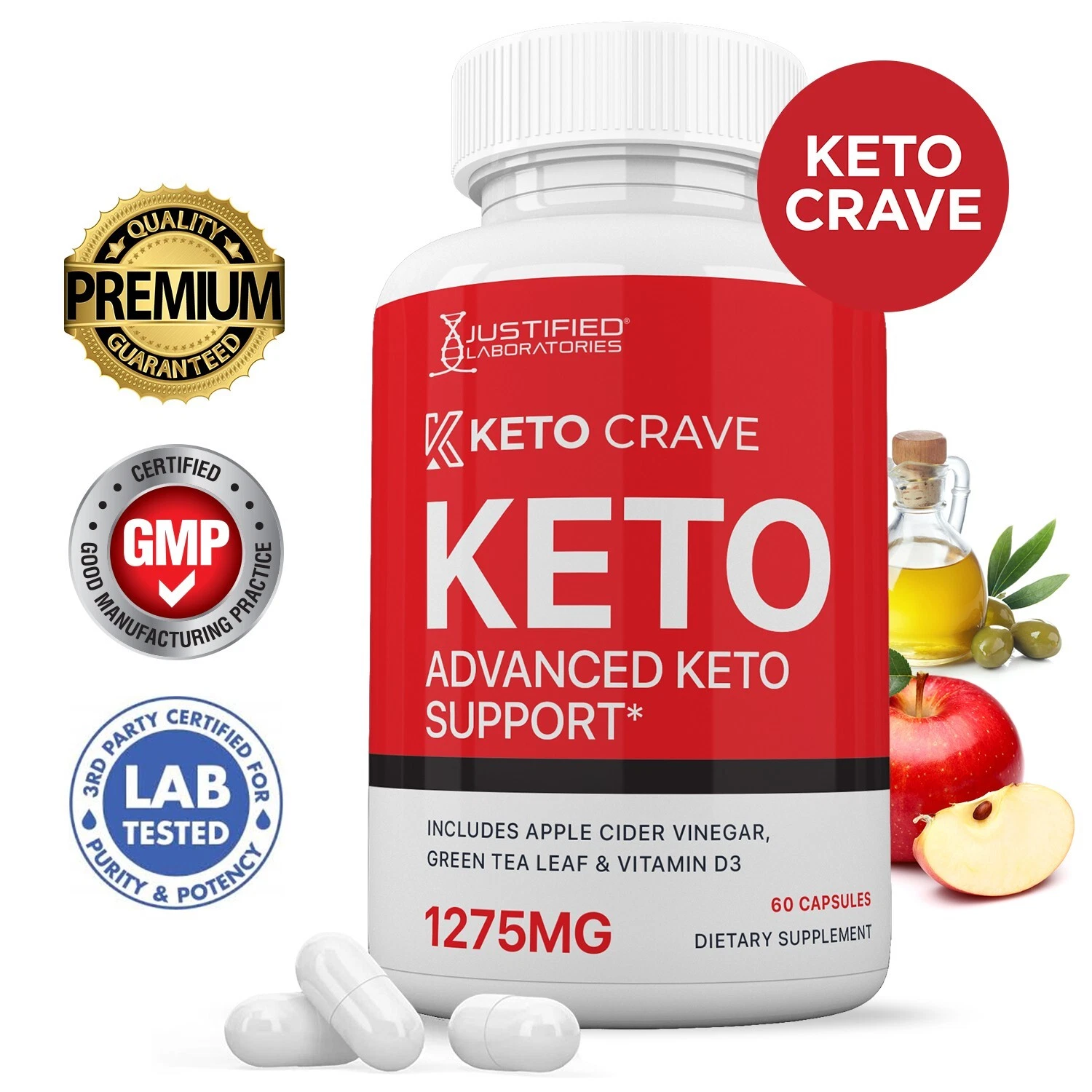 Keto Crave ACV Pills 1275 MG Stronger Than Gummies Keto Support 1 Bottle