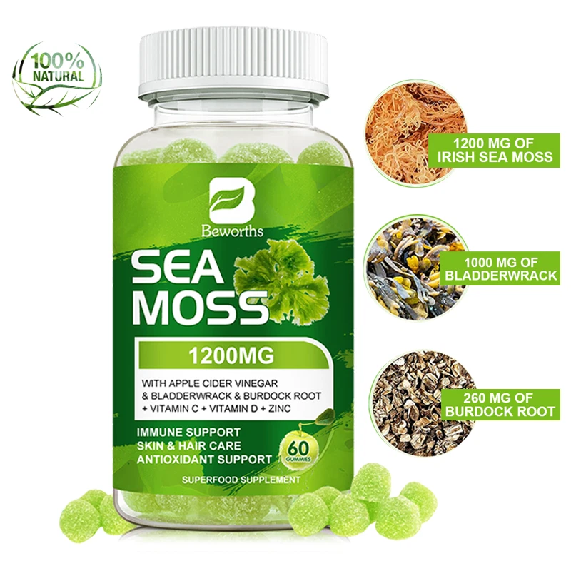 Organic Irish Sea Moss with Burdock Root Bladderwrack Immune & Thyroid Support