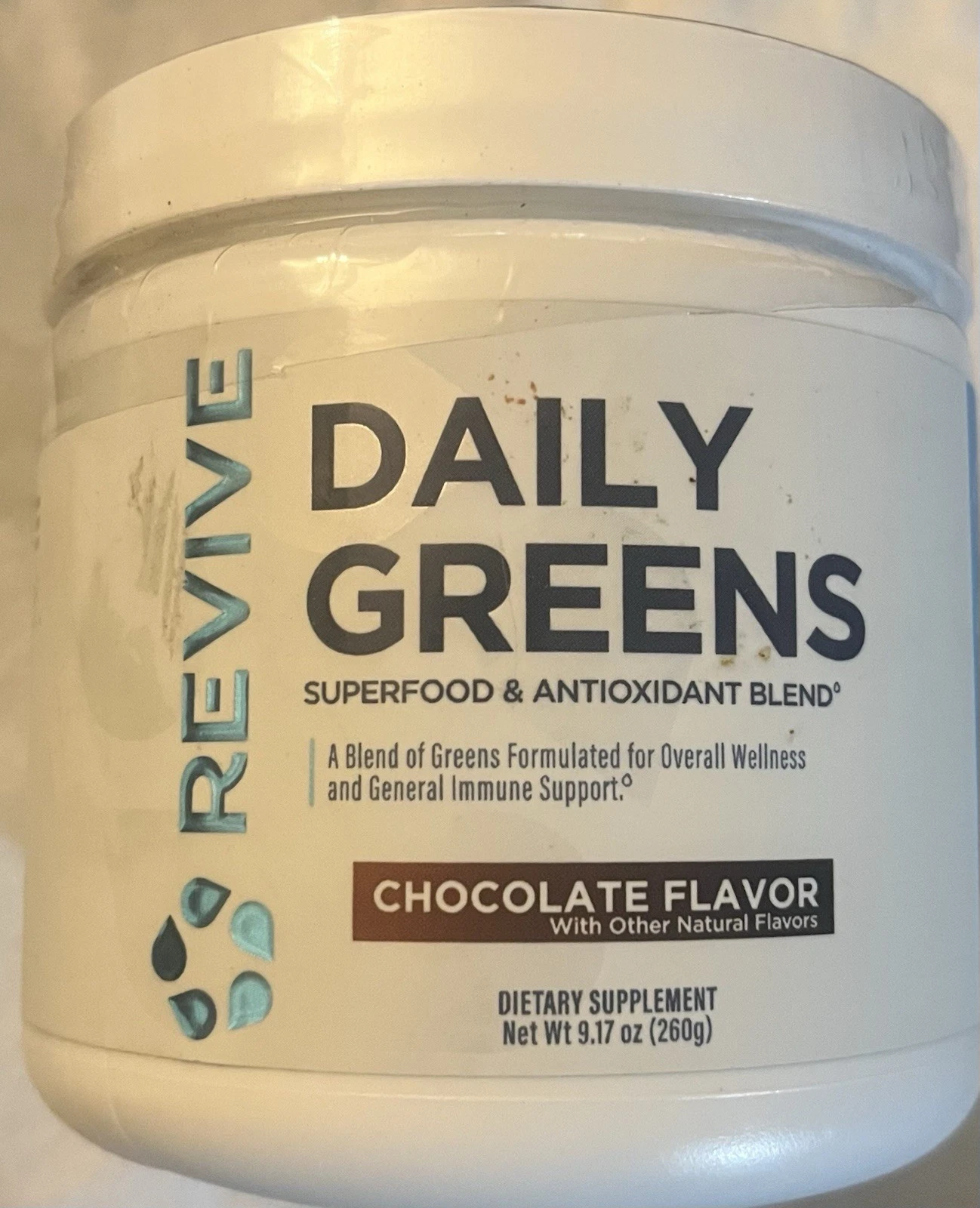 Revive Daily Greens, Superfood Blend Chocolate Powder 9.17 oz Exp 2026, 20 Serv