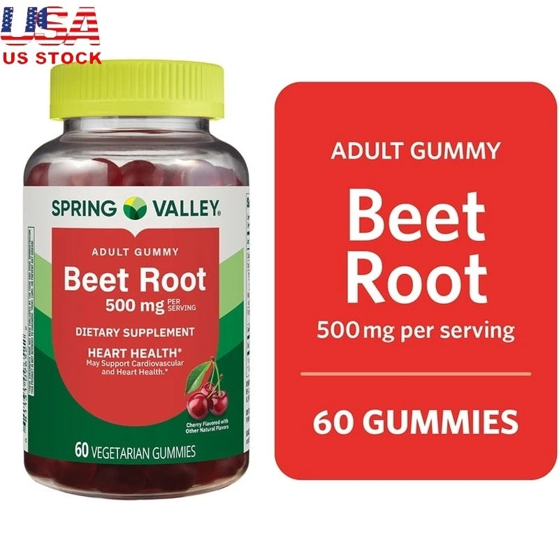 Beet Root Gummies 500mg Heart Health Dietary Supplement 60 Count Chews New