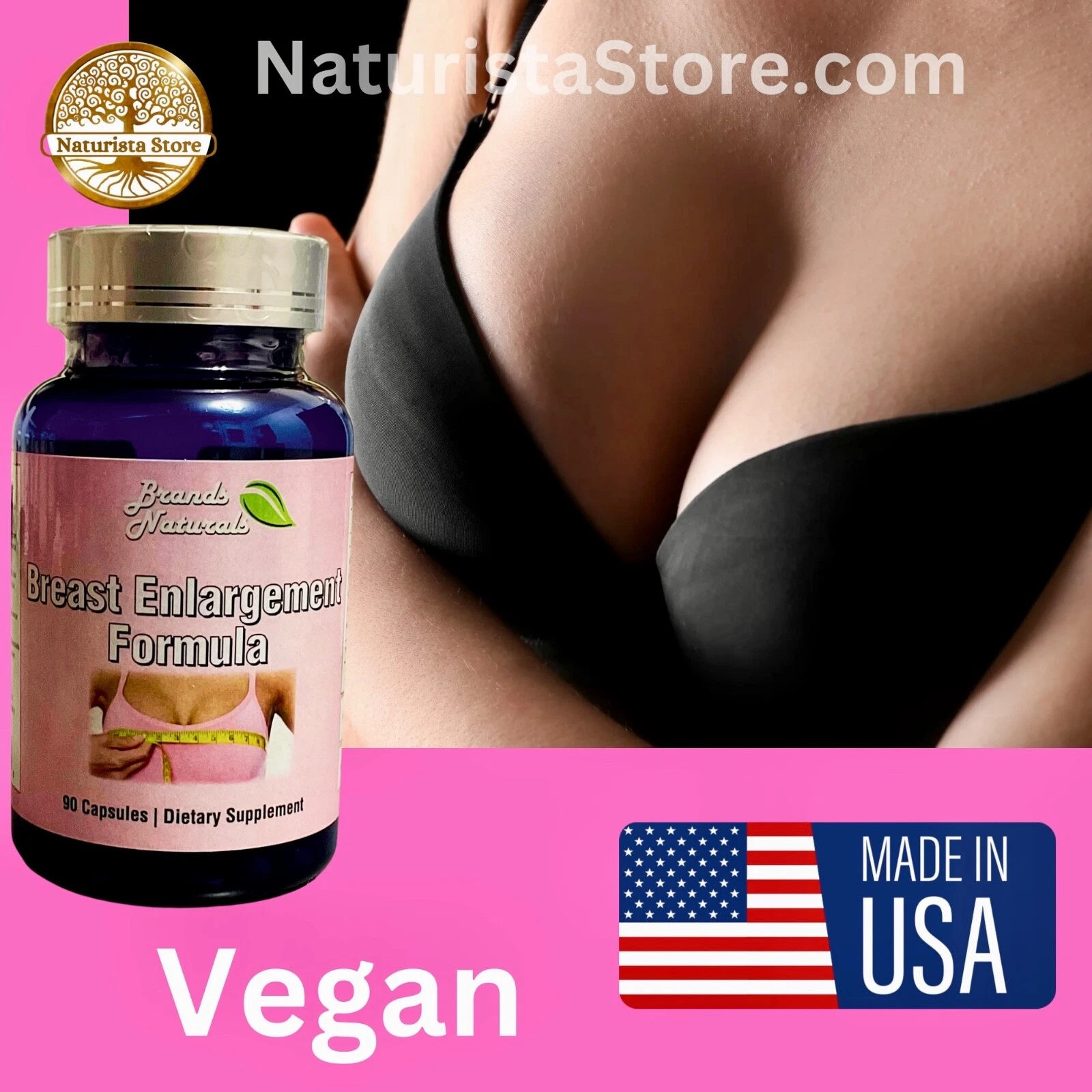 Brands Naturals Breast Growth Chest Enhancement 90 Capsules Full CUP Size Growth