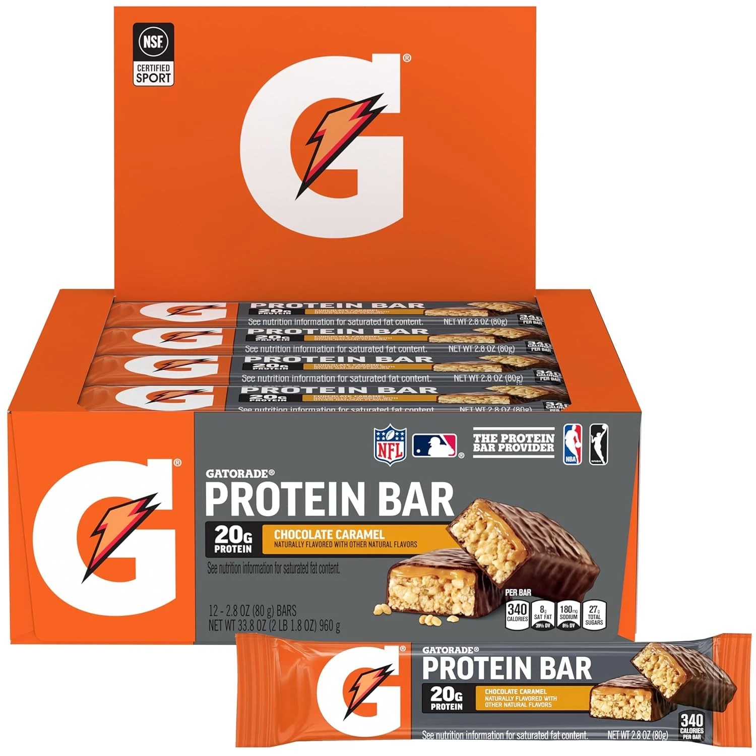 Gatorade Whey Protein Bars, Chocolate Caramel,12 Count 2.8 Ounce (Pack of 12)