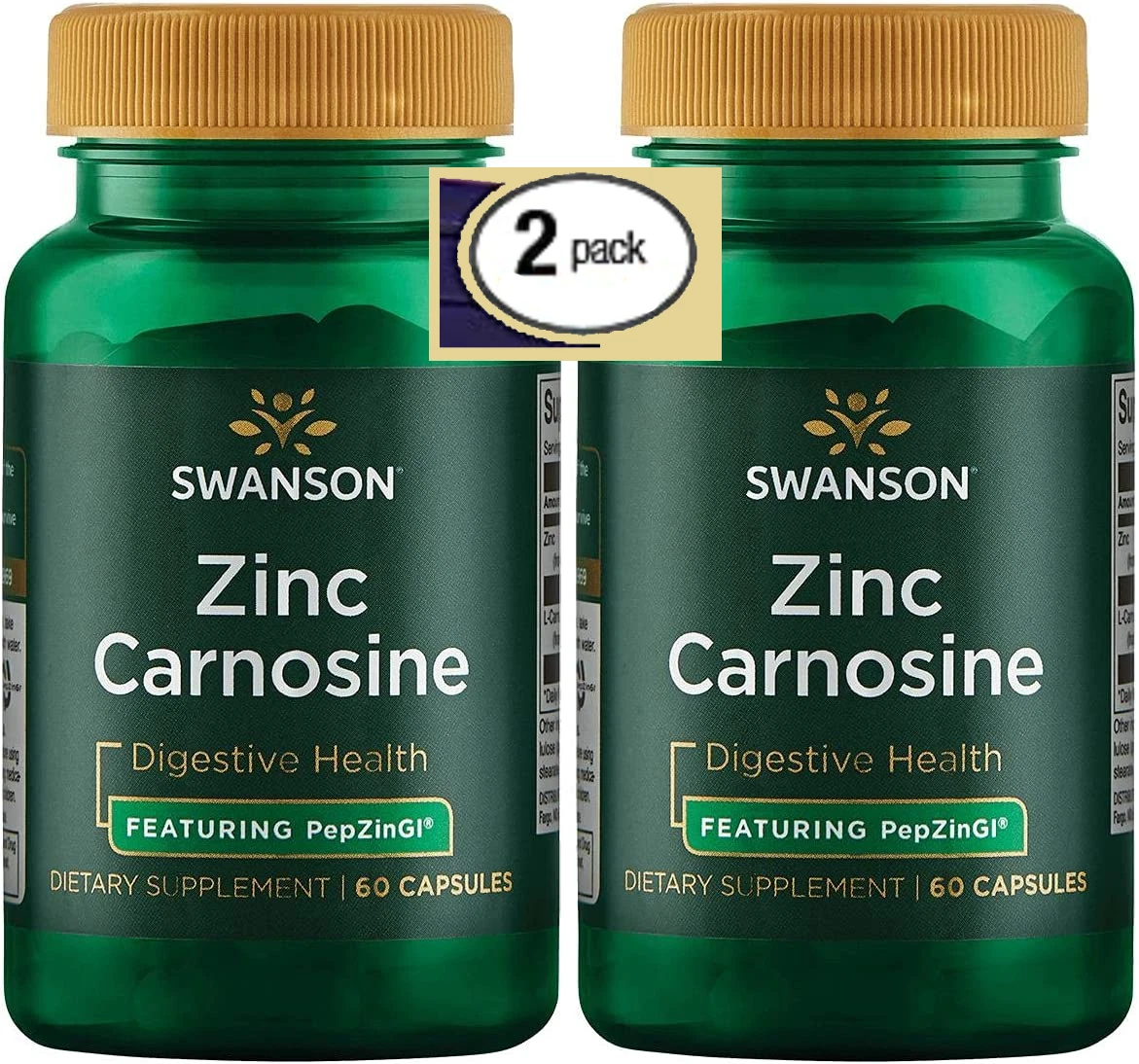 2 Pack Zinc Carnosine (PepZin GI) 120 Caps (2x60) for Gastric & Digestive Health
