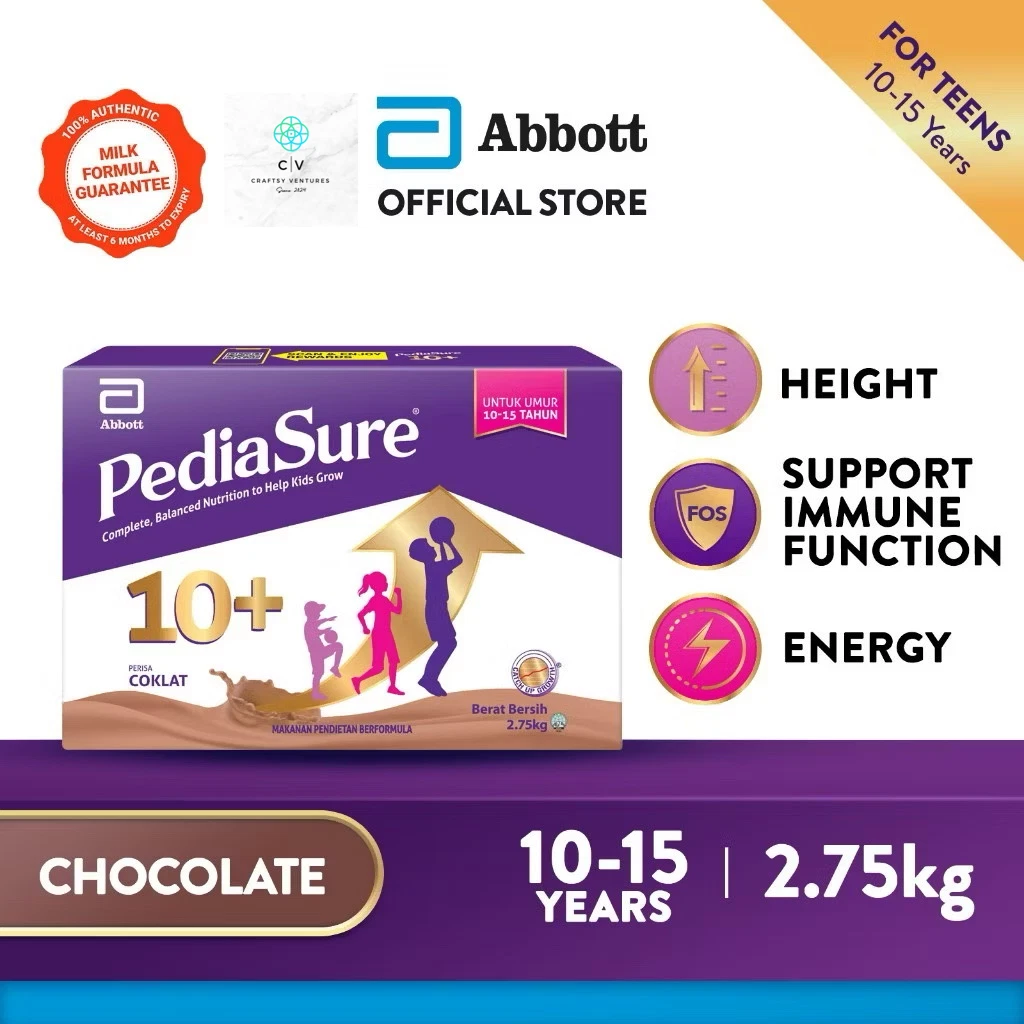 1X Abbott Pedia Sure 10+Optiheight 3kg Chocolate Increase Height 10-15 Yrs Old