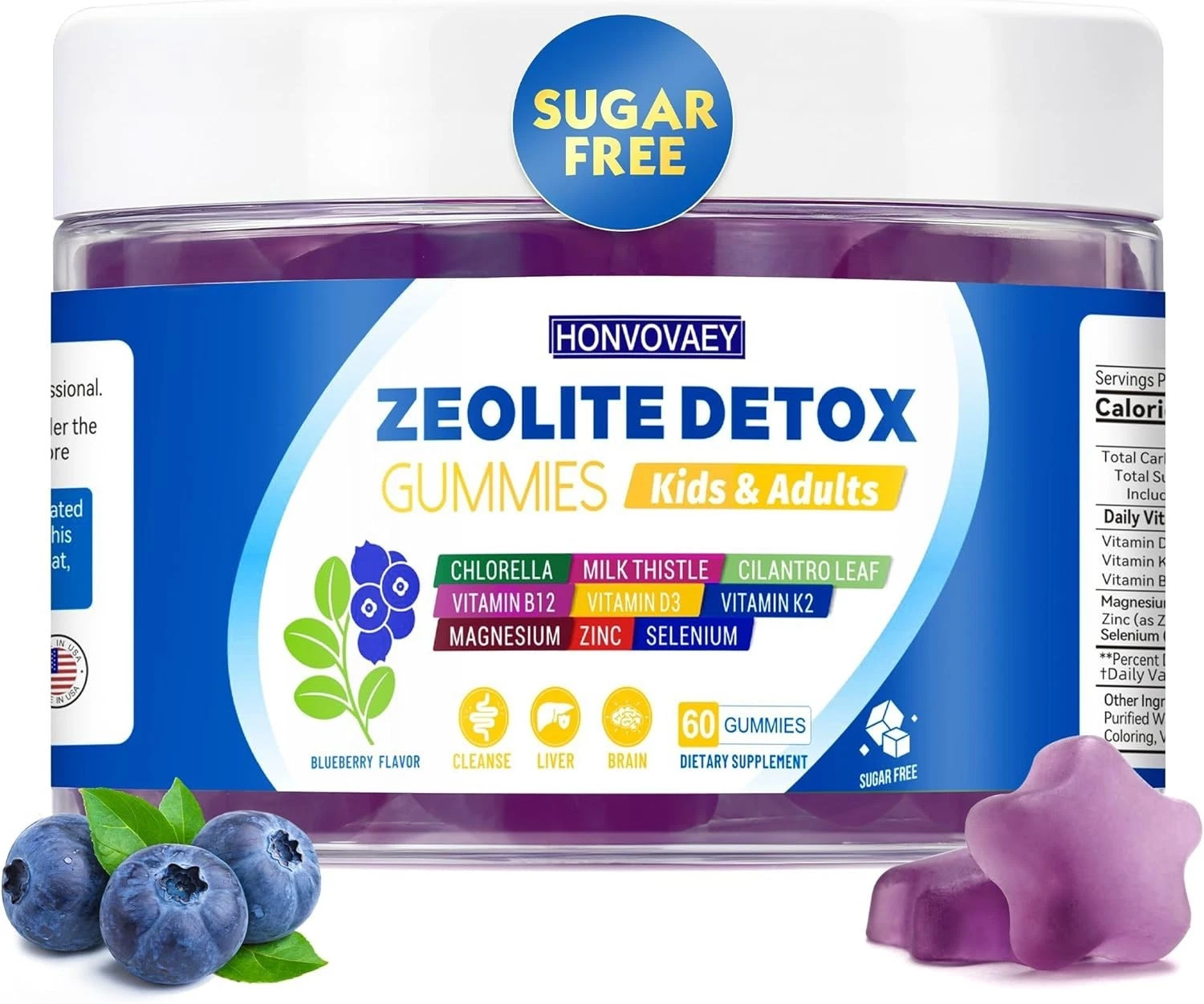 Zeolite Detox for Kids & Adults, Gut & Immune Support with Chlorella ,60 Gummie.