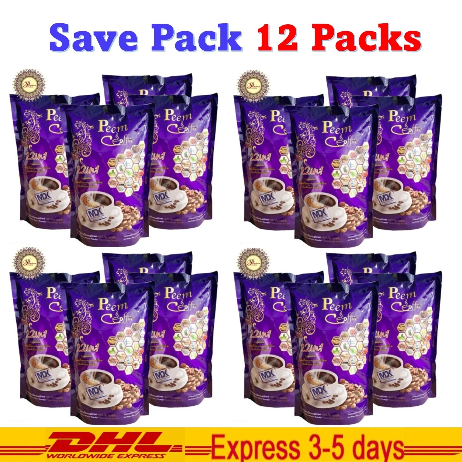 12x Peem Coffee Herbs 22 in 1 Instant Weight Lose Management Sugar Free Healthy