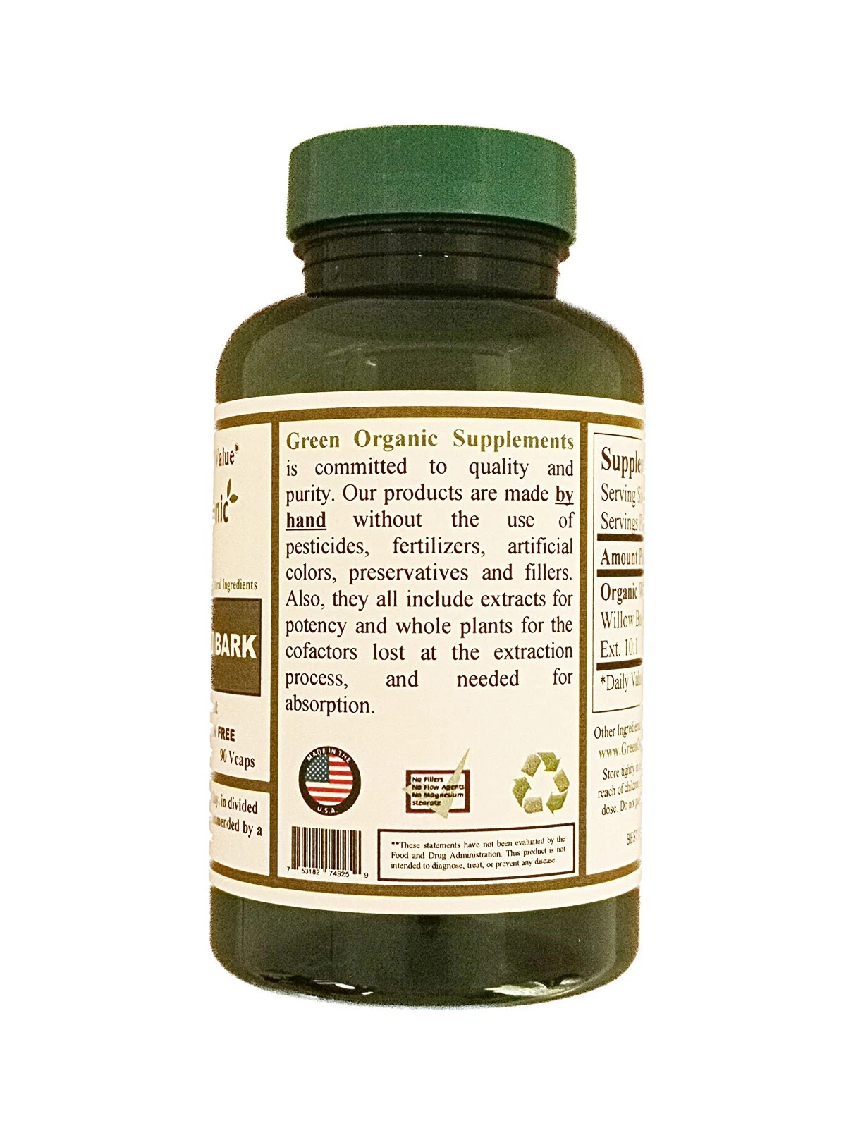 Green Organic Supplements' N-Acetyl Cysteine (NAC), 90 VCaps