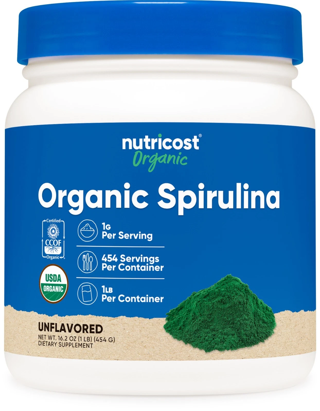 Nutricost Organic Spirulina Powder 454 Grams (1LB) - 1g Per Serving, 454 Serving