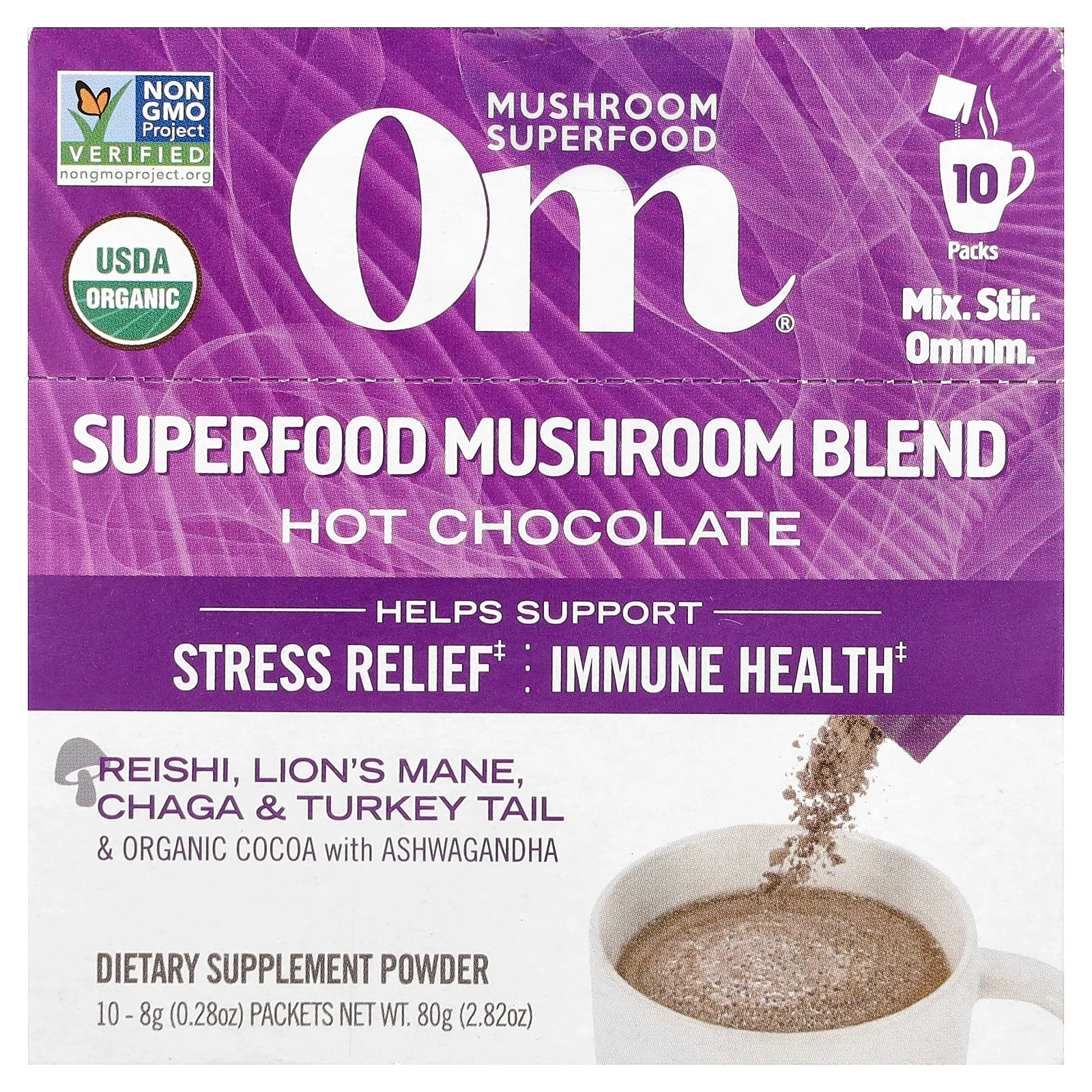 Superfood Mushroom Blend, Hot Chocolate , 10 Packets, 0.28 oz (8 g) Each
