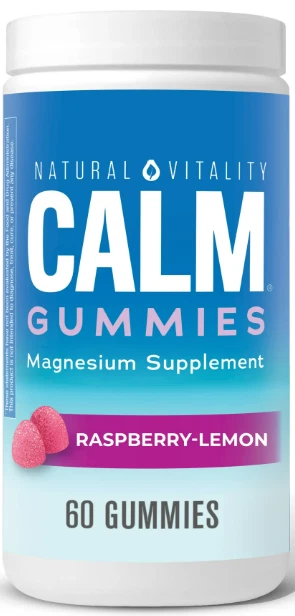 3 Pack Natural Vitality Calm, Magnesium Citrate Gummies, Raspberry-Lemon